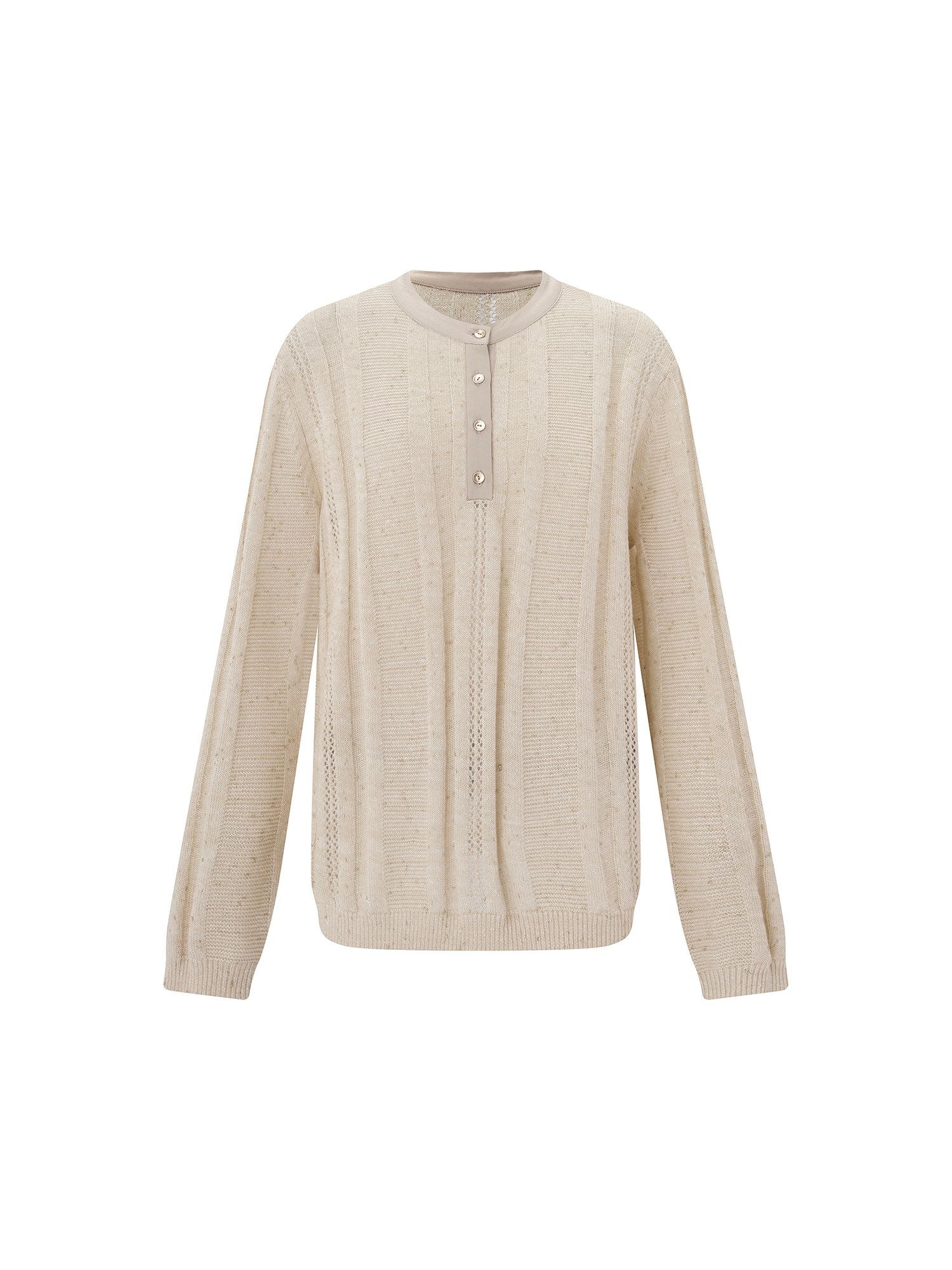 Pointelle Henley Sweater - Image 3