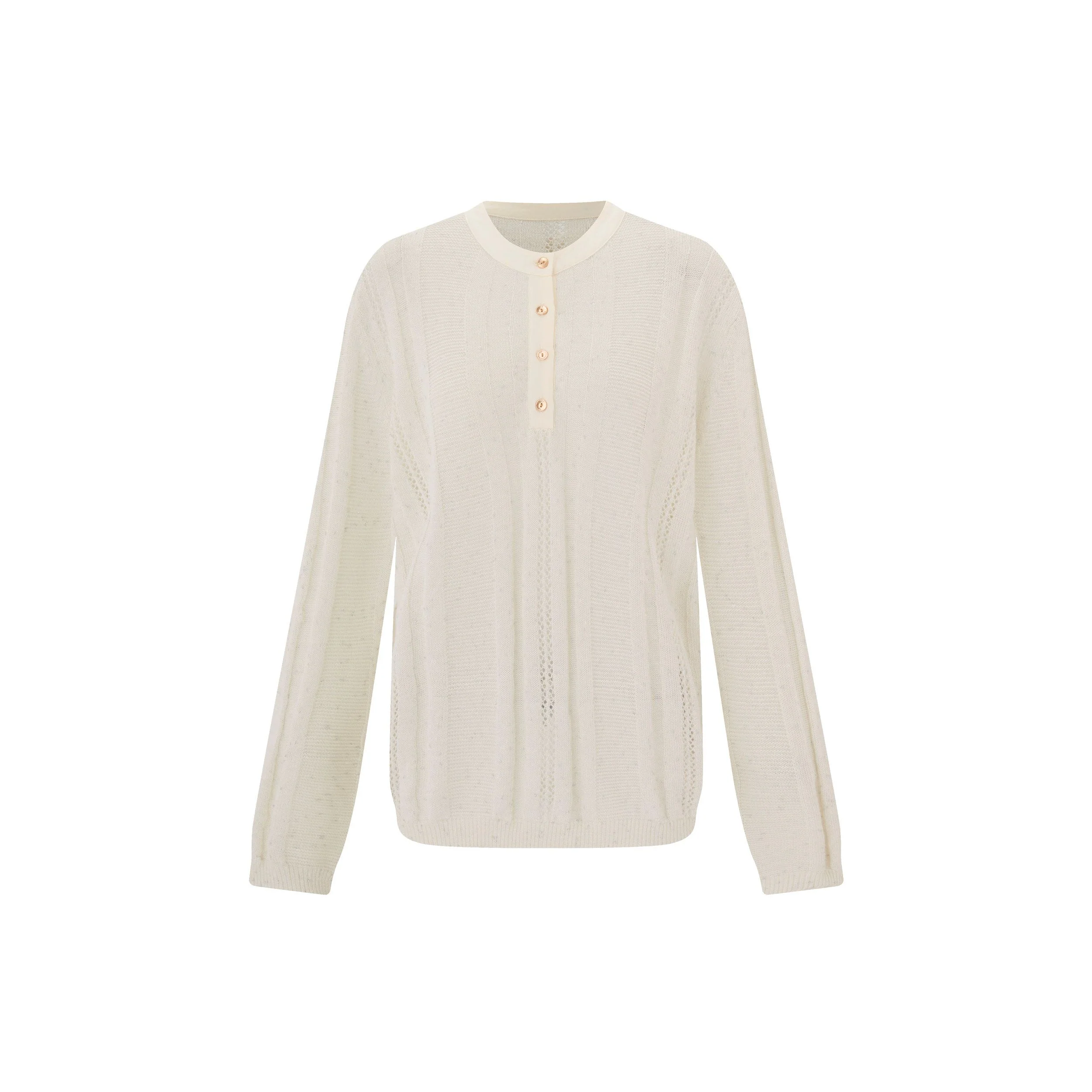 Pointelle Henley Sweater - Image 4