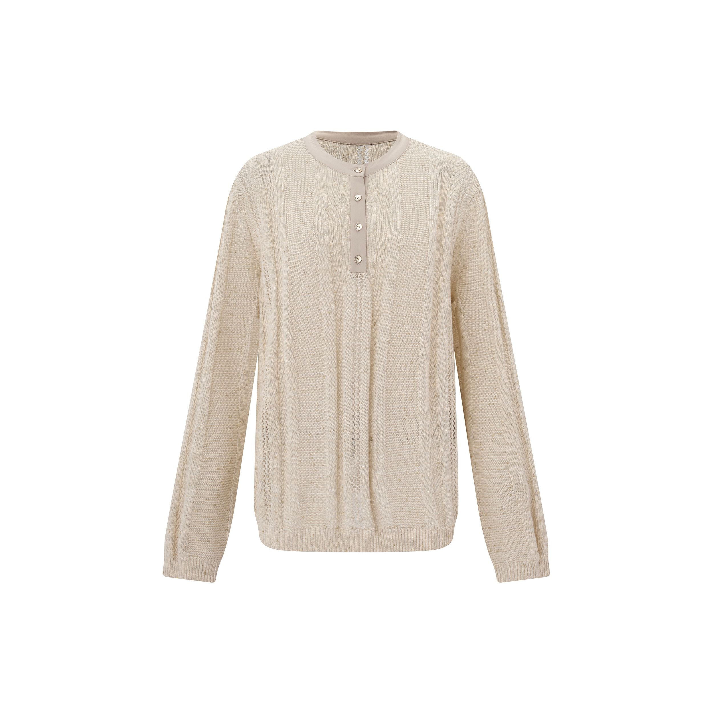 Pointelle Henley Sweater - Image 5