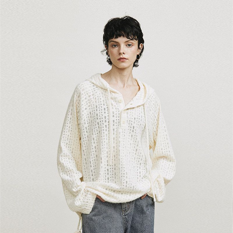 Pointelle Hooded Pullover - Image 2