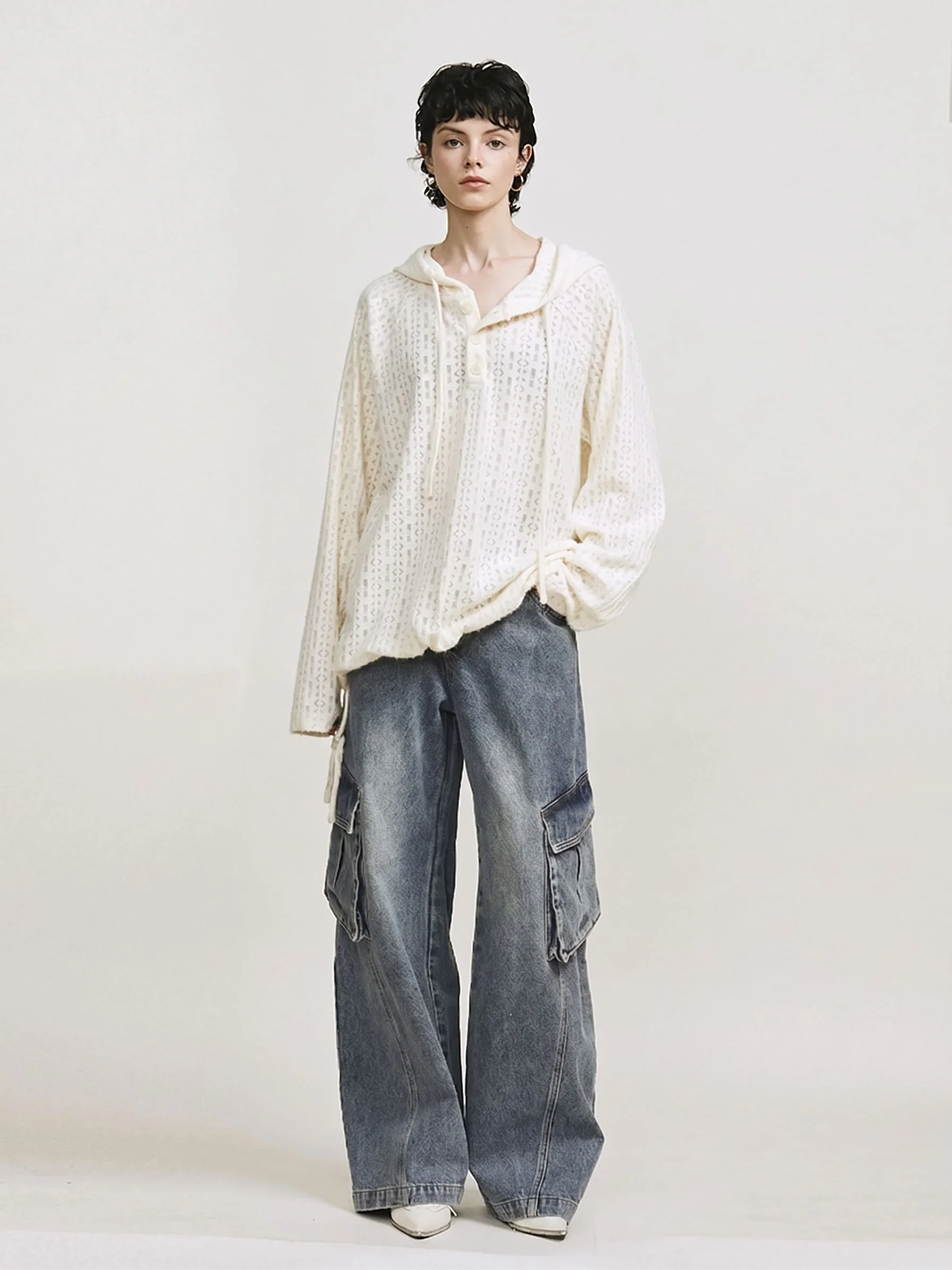 Pointelle Hooded Pullover - Image 3
