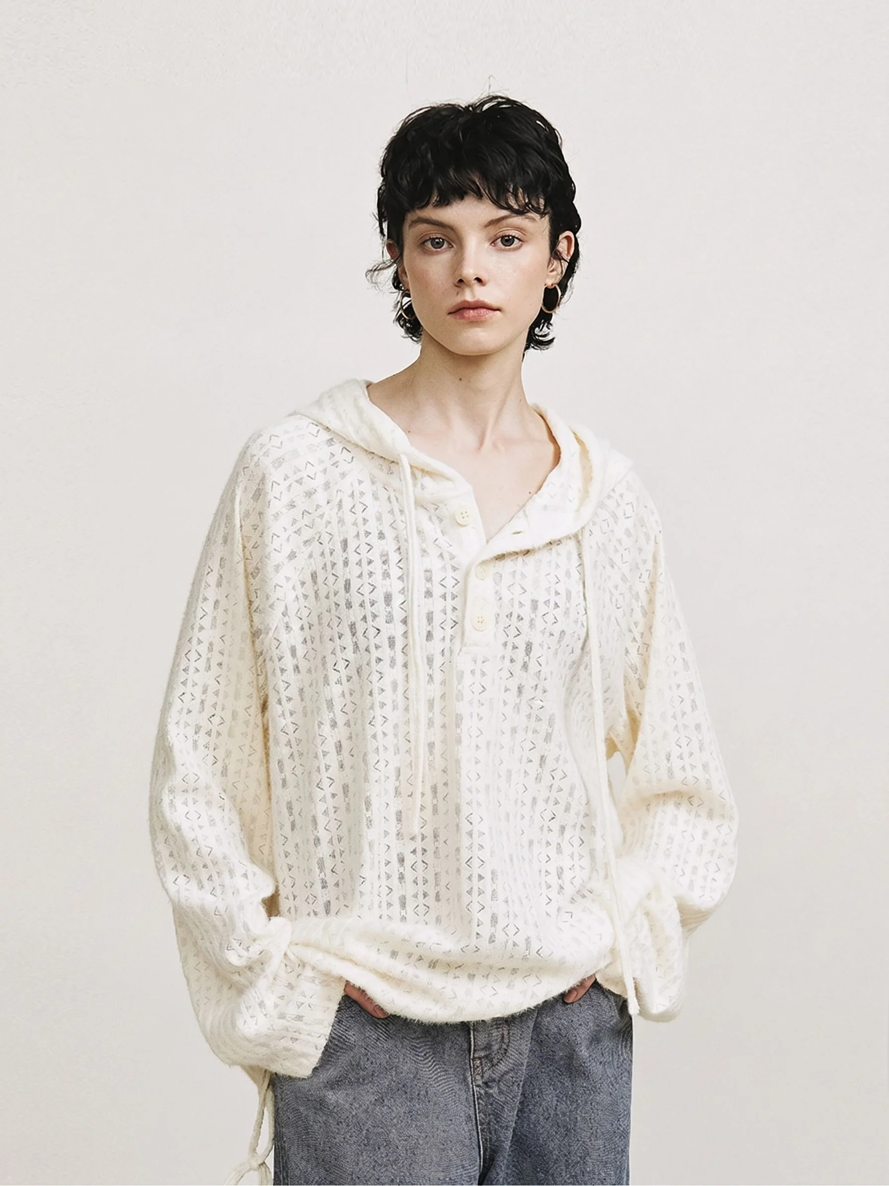Pointelle Hooded Pullover - Image 5