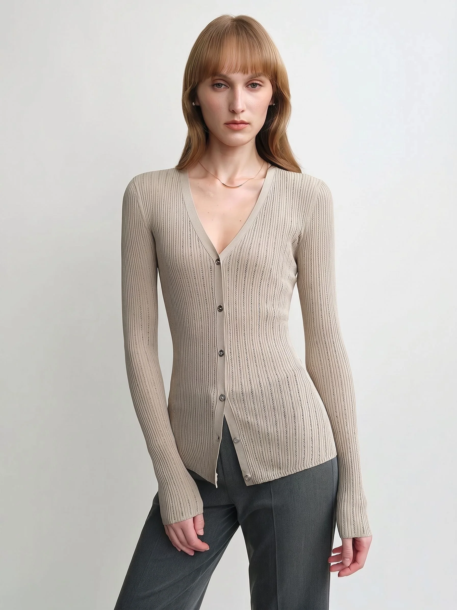 Pointelle Rib Cardigan - Image 6