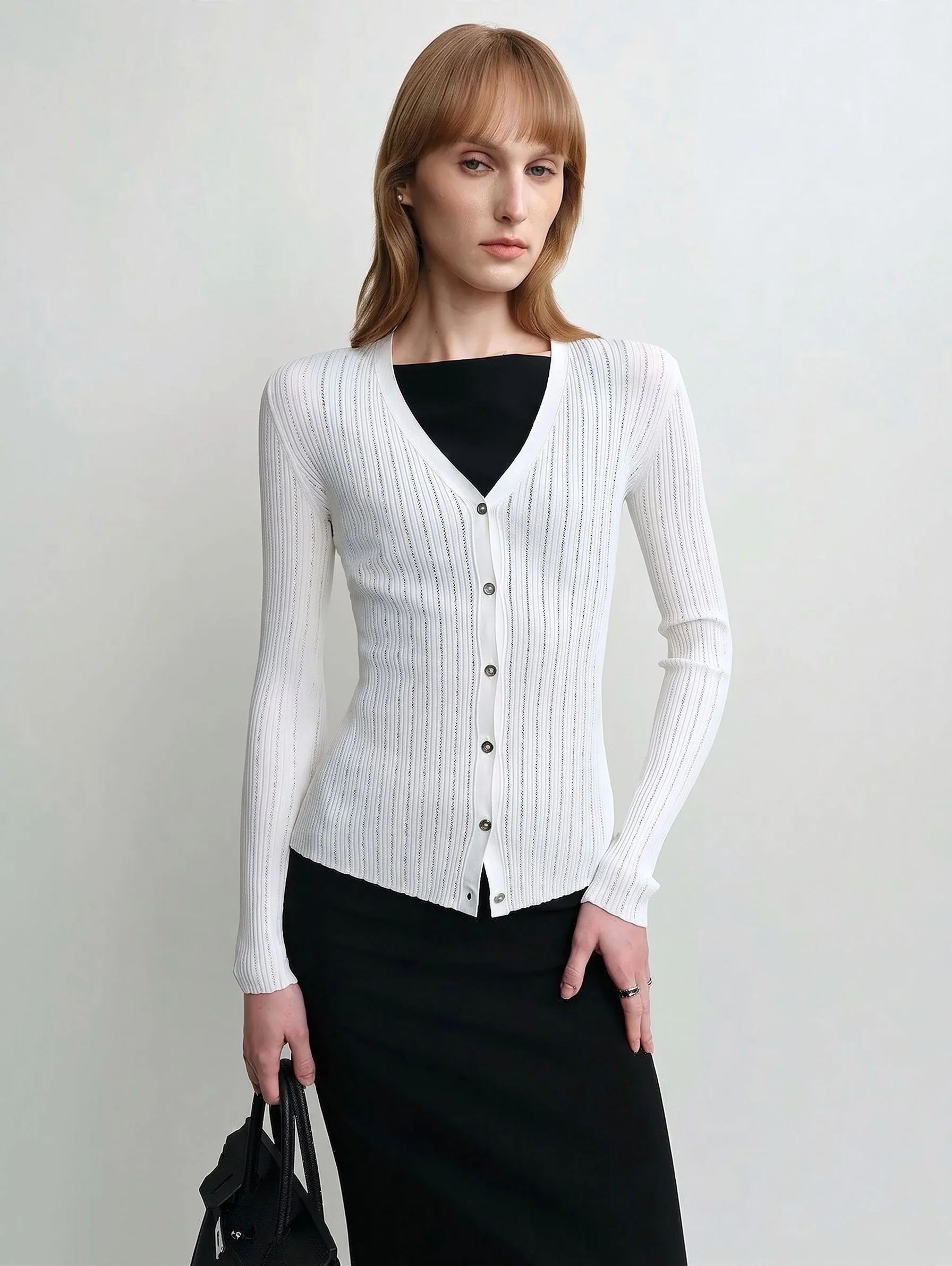 Pointelle Rib Cardigan - Image 7