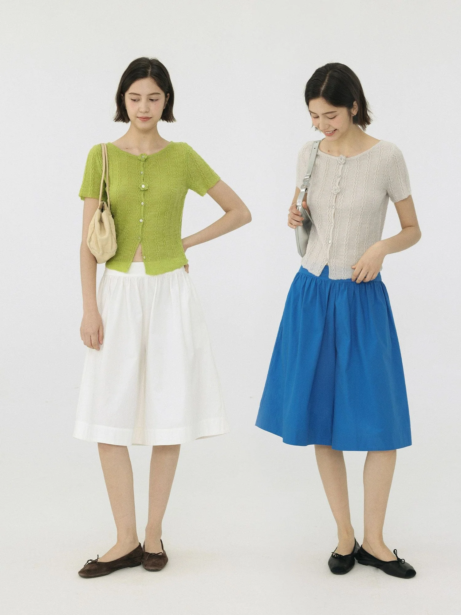 Pointelle Short-Sleeve Cardigan
