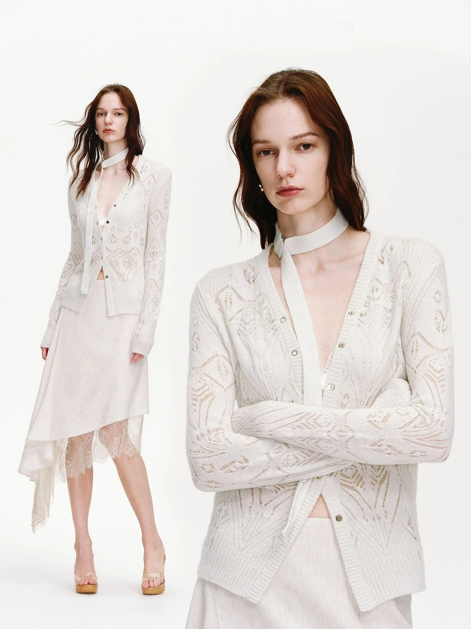 Pointelle Tie Cardigan - Image 2