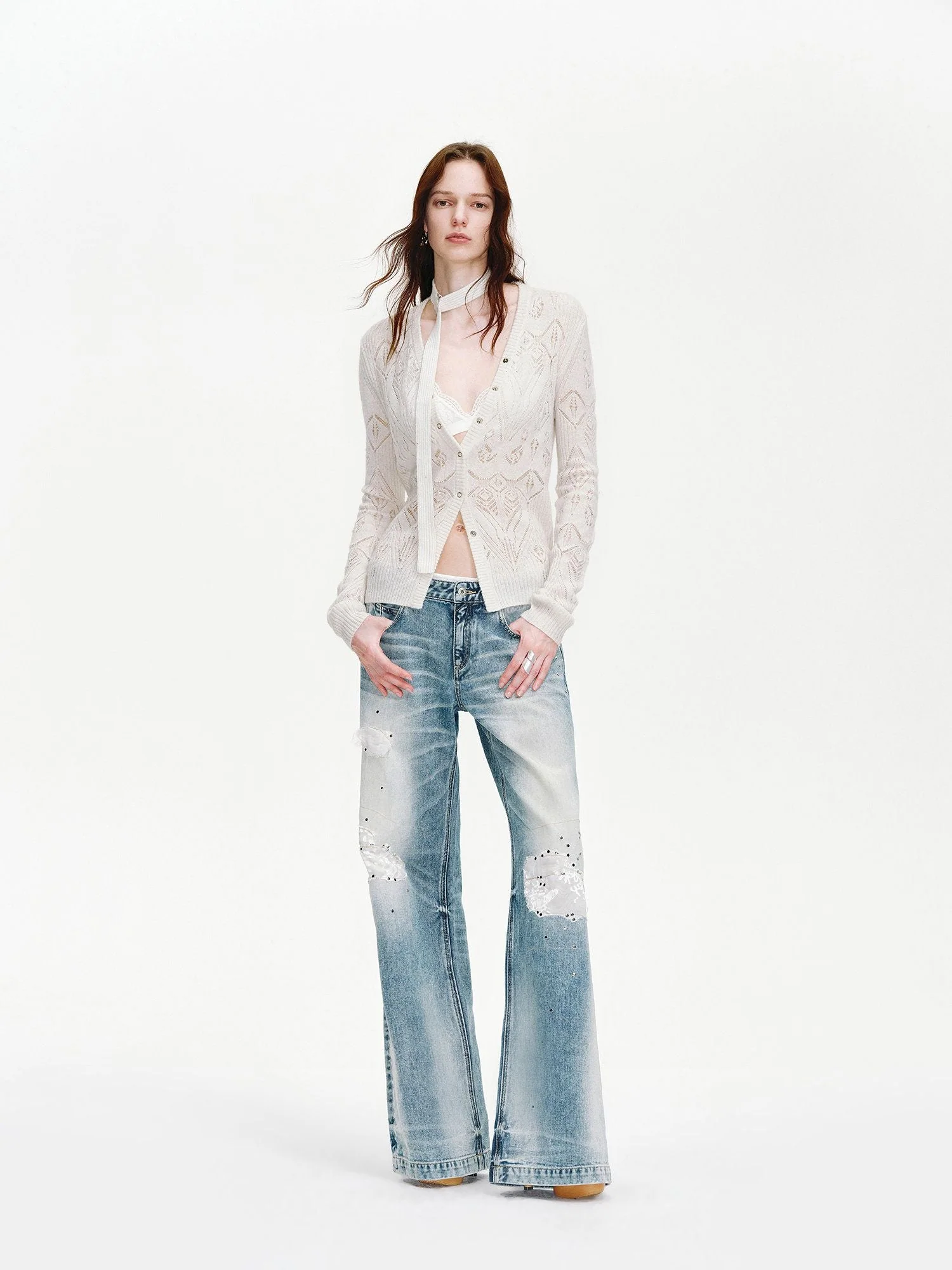 Pointelle Tie Cardigan - Image 3