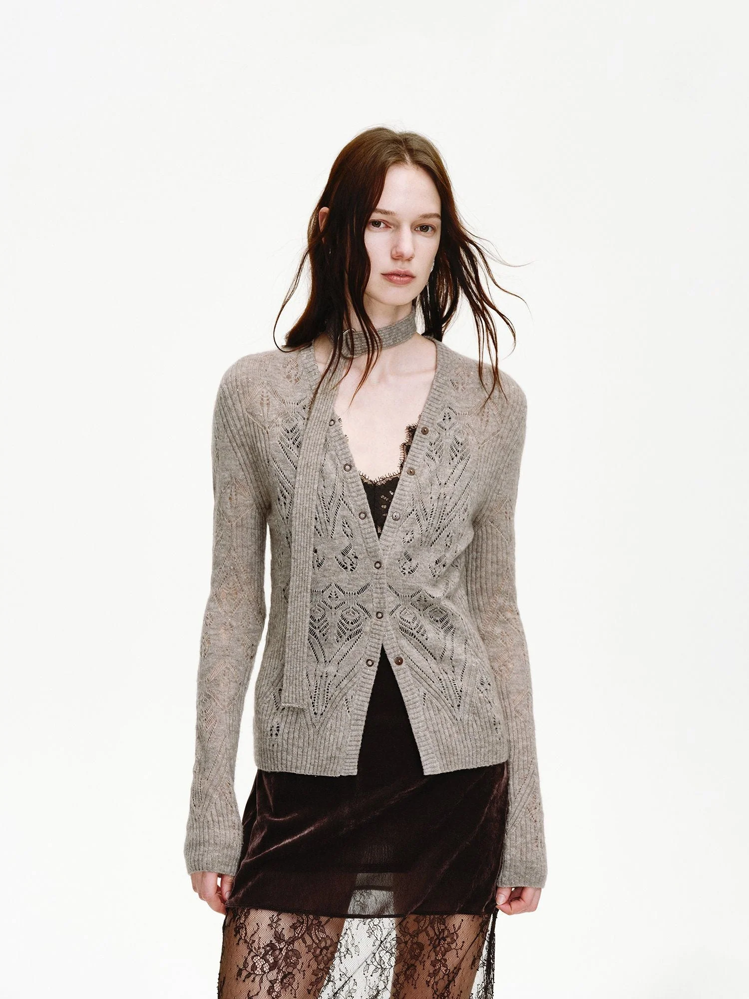 Pointelle Tie Cardigan - Image 4