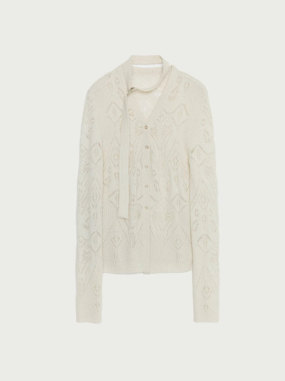 Pointelle Tie Cardigan - Image 7