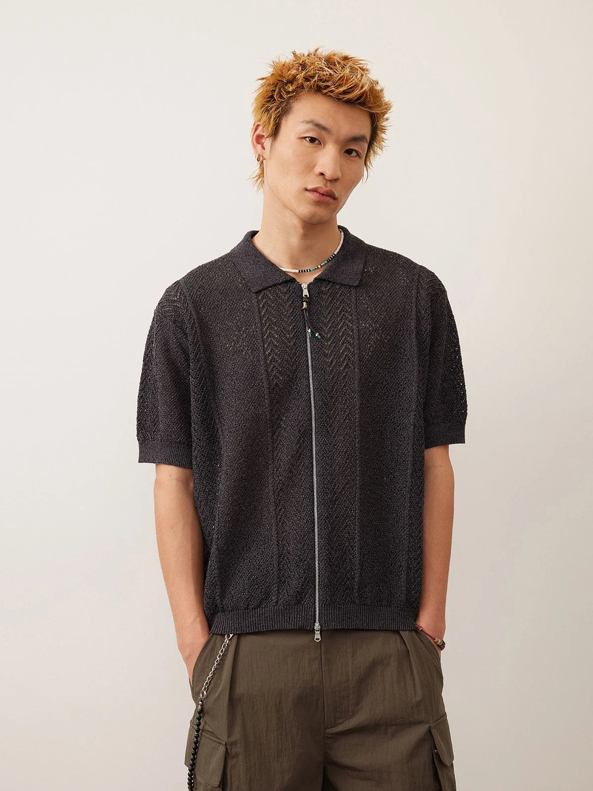 Pointelle Zip Polo - Image 5