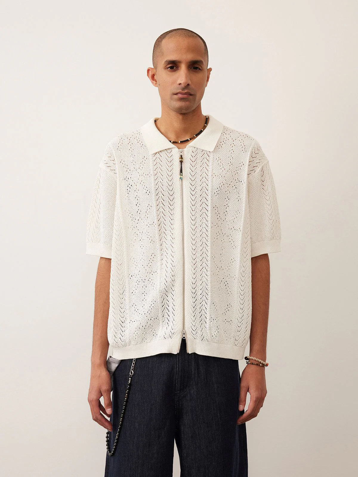 Pointelle Zip Polo - Image 6