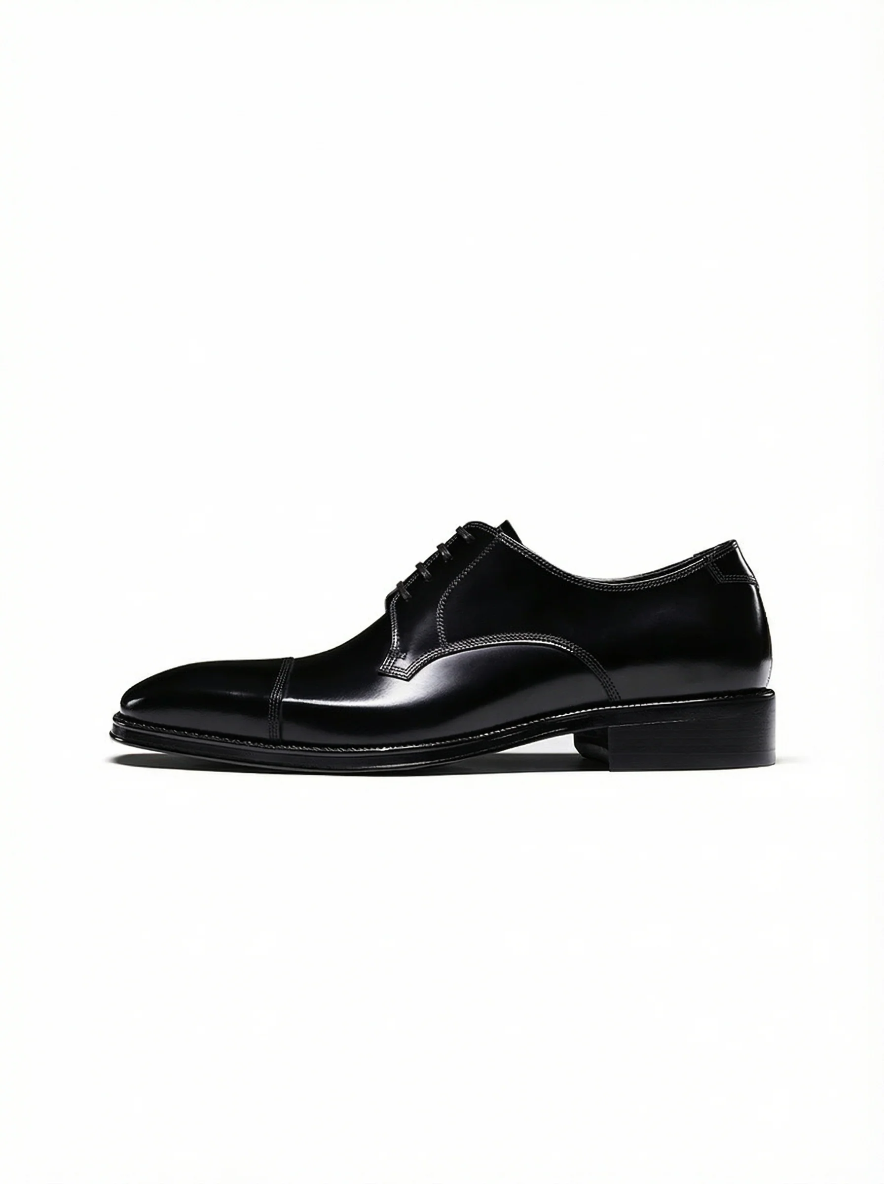 Polished Cap-Toe Leather Dress Shoes