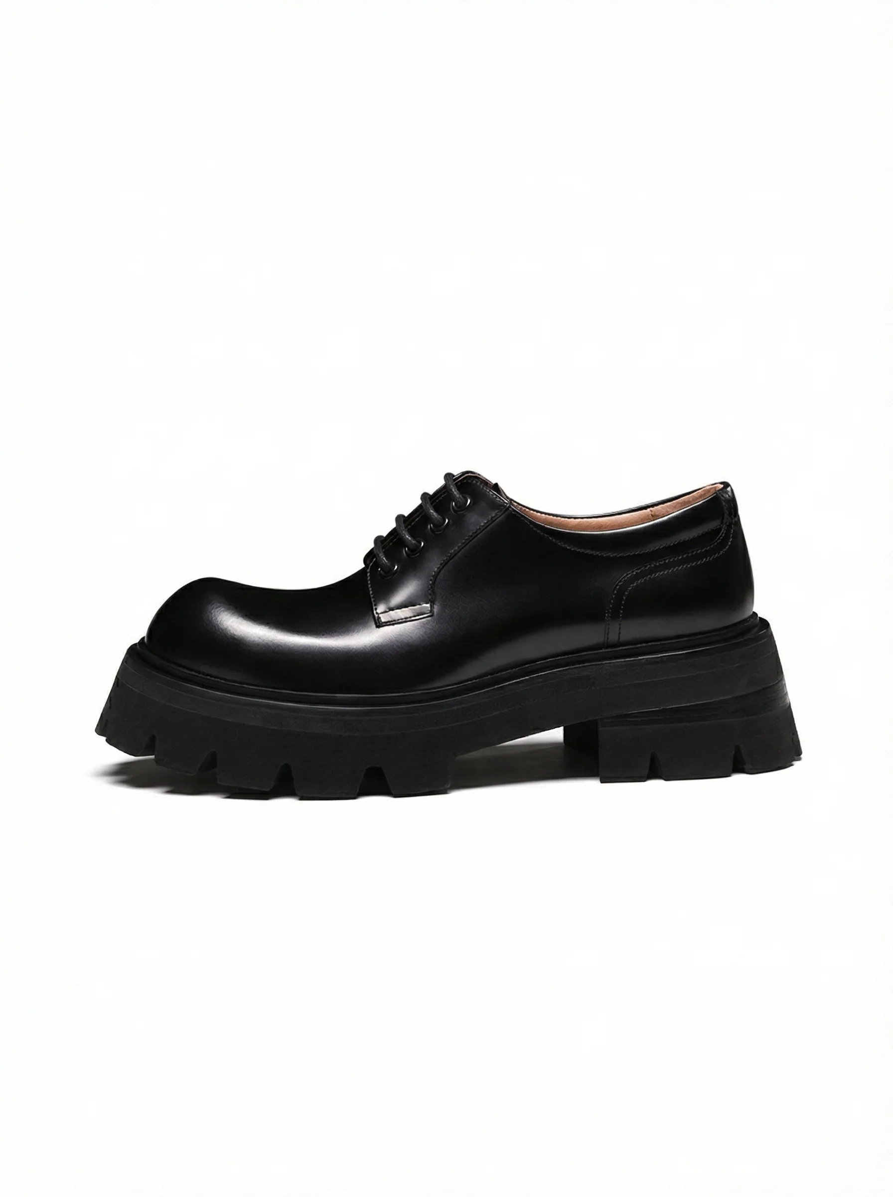 Polished Italian Leather Platform Derby