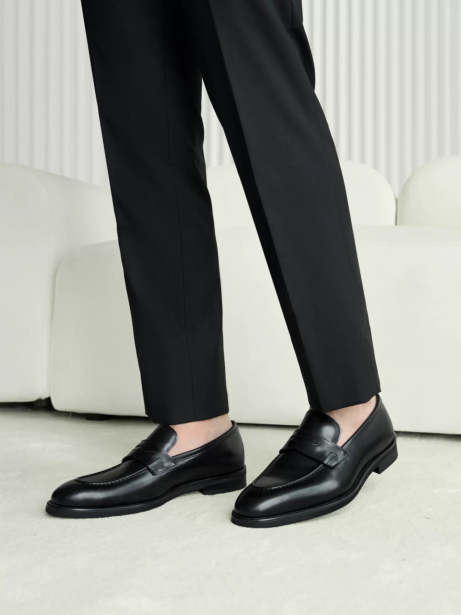 Polished Top-Grain Calf Leather Penny Loafers - Image 4