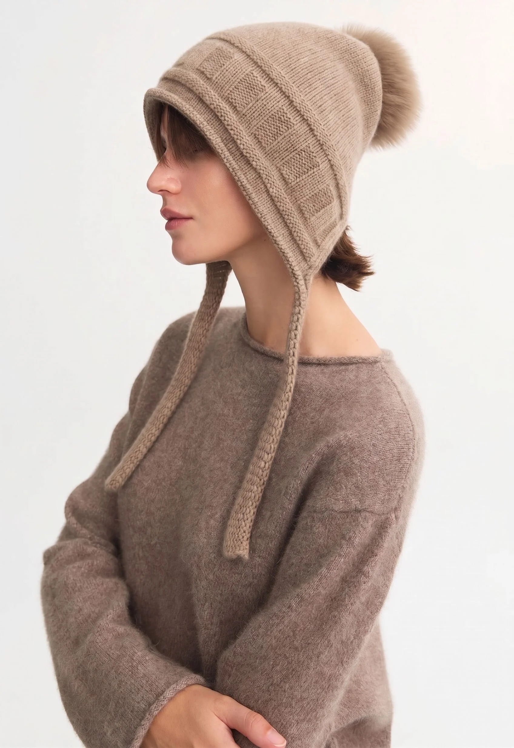Pom Pom Earflap Beanie