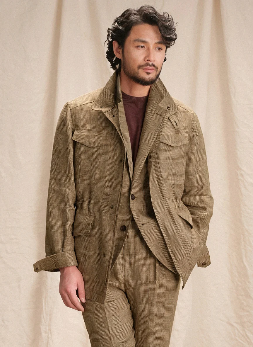 Prince Check Linen Field Jacket - Image 2