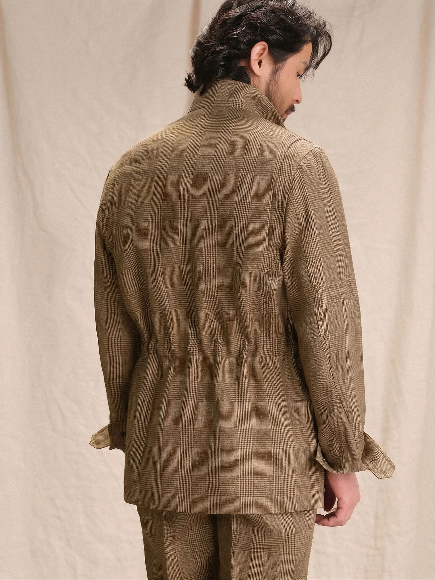 Prince Check Linen Field Jacket - Image 3