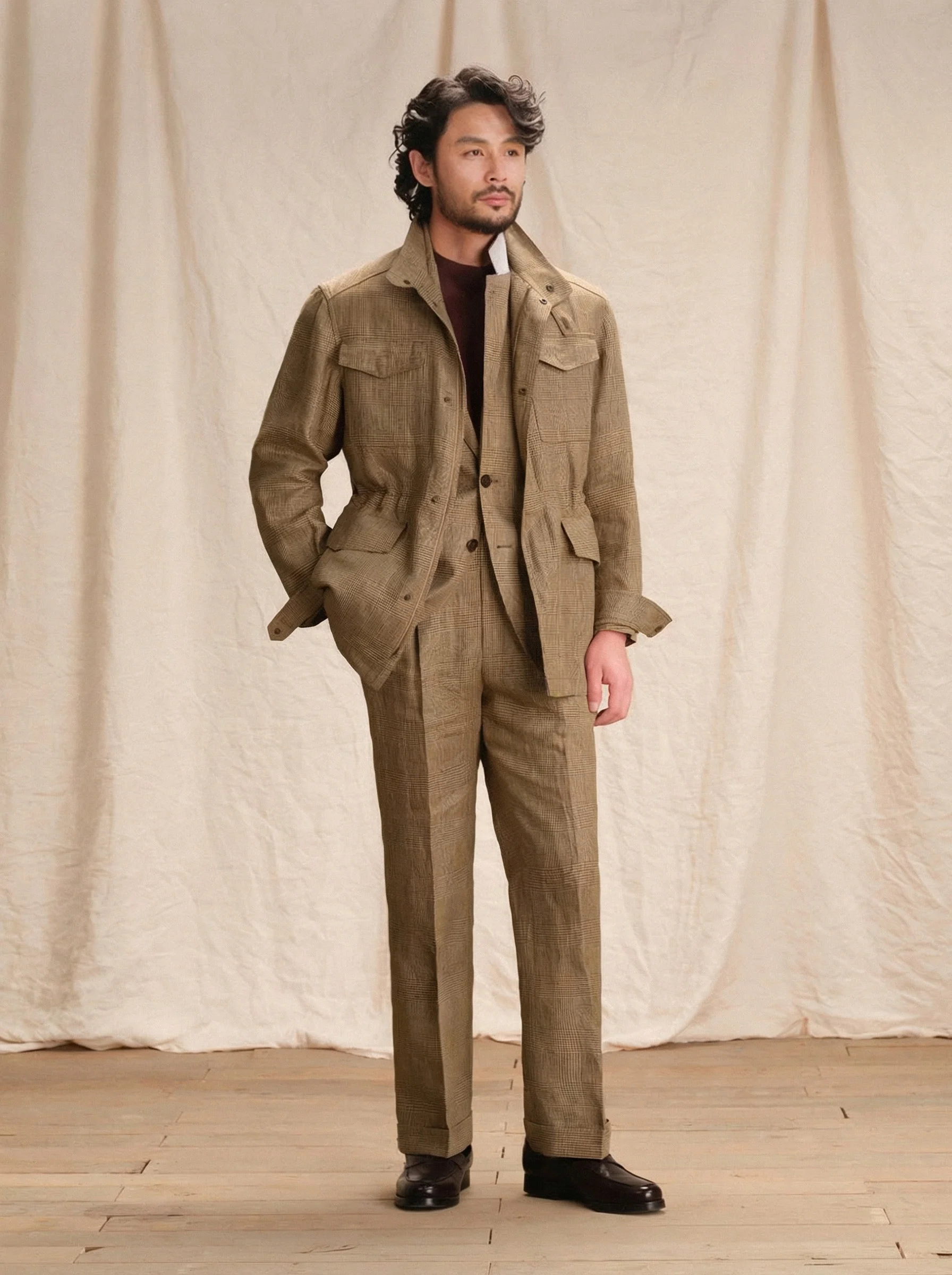 Prince Check Linen Field Jacket - Image 4