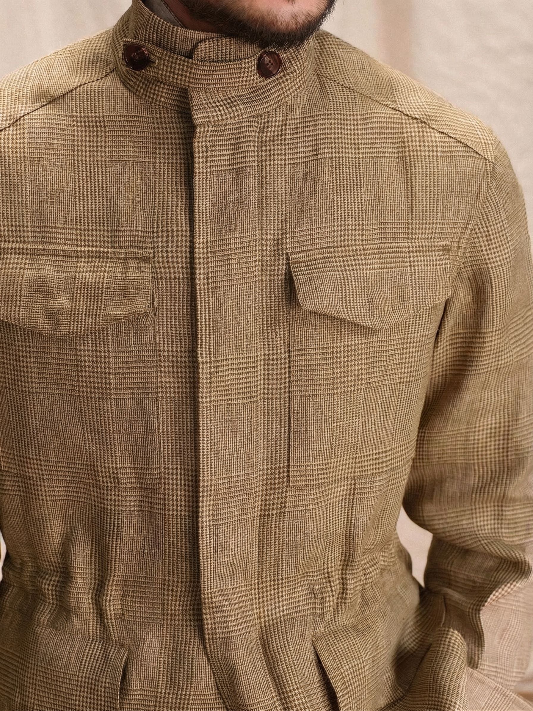 Prince Check Linen Field Jacket - Image 5