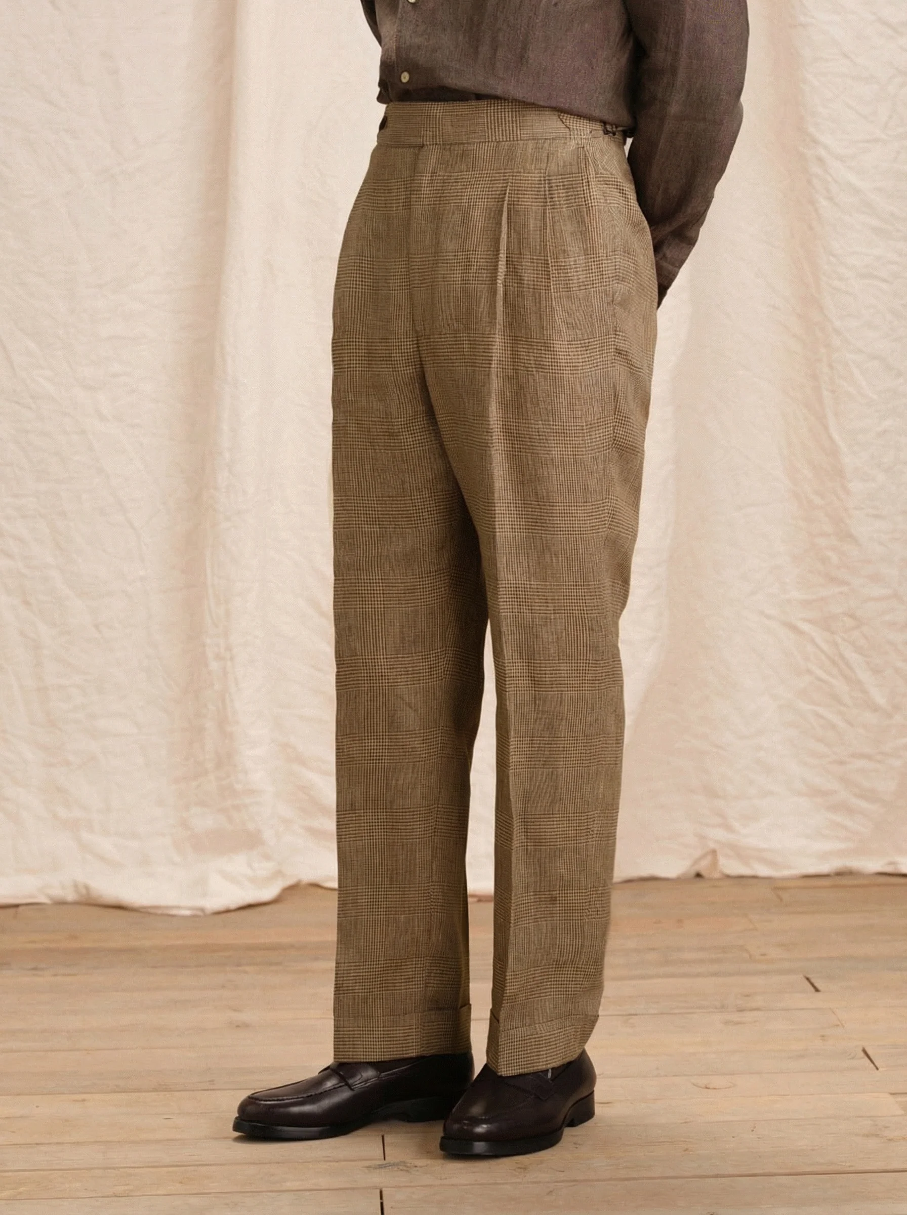 Prince Check Linen Trousers - Image 3