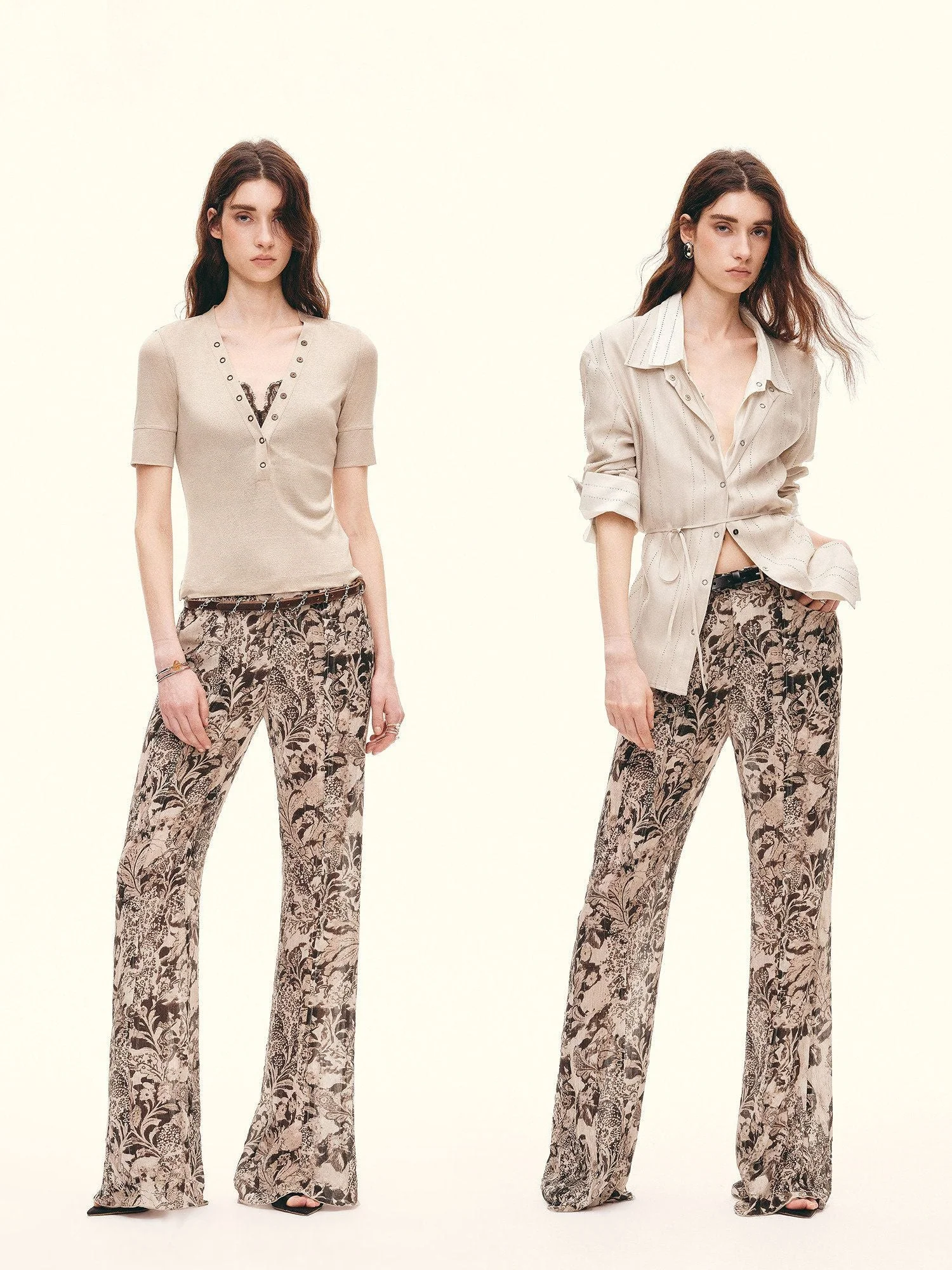 Printed Flare Trousers - Image 3