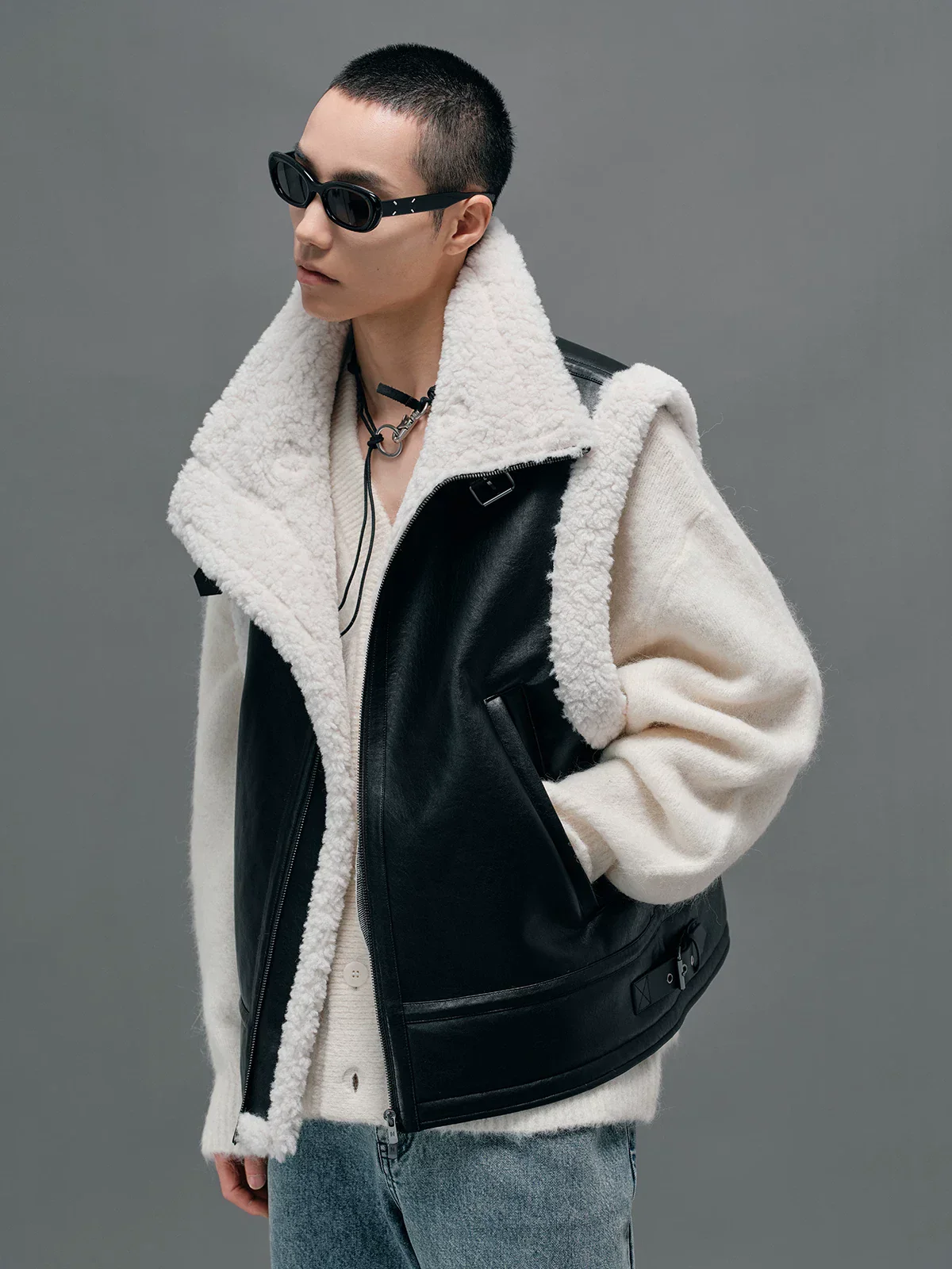 PU Sherpa Moto Vest - Image 3
