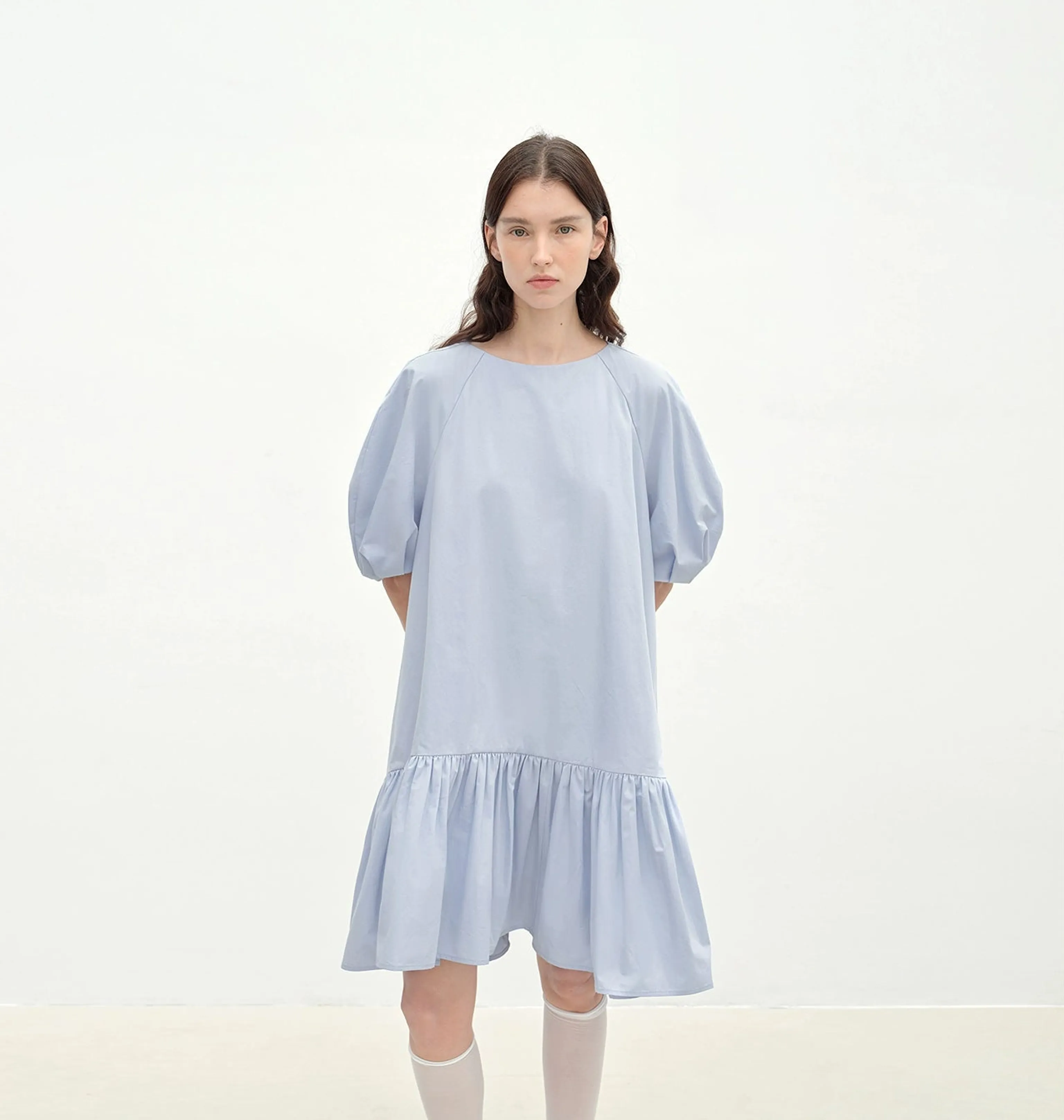 Puff-Sleeve Ruffle-Hem Mini Dress - Image 11