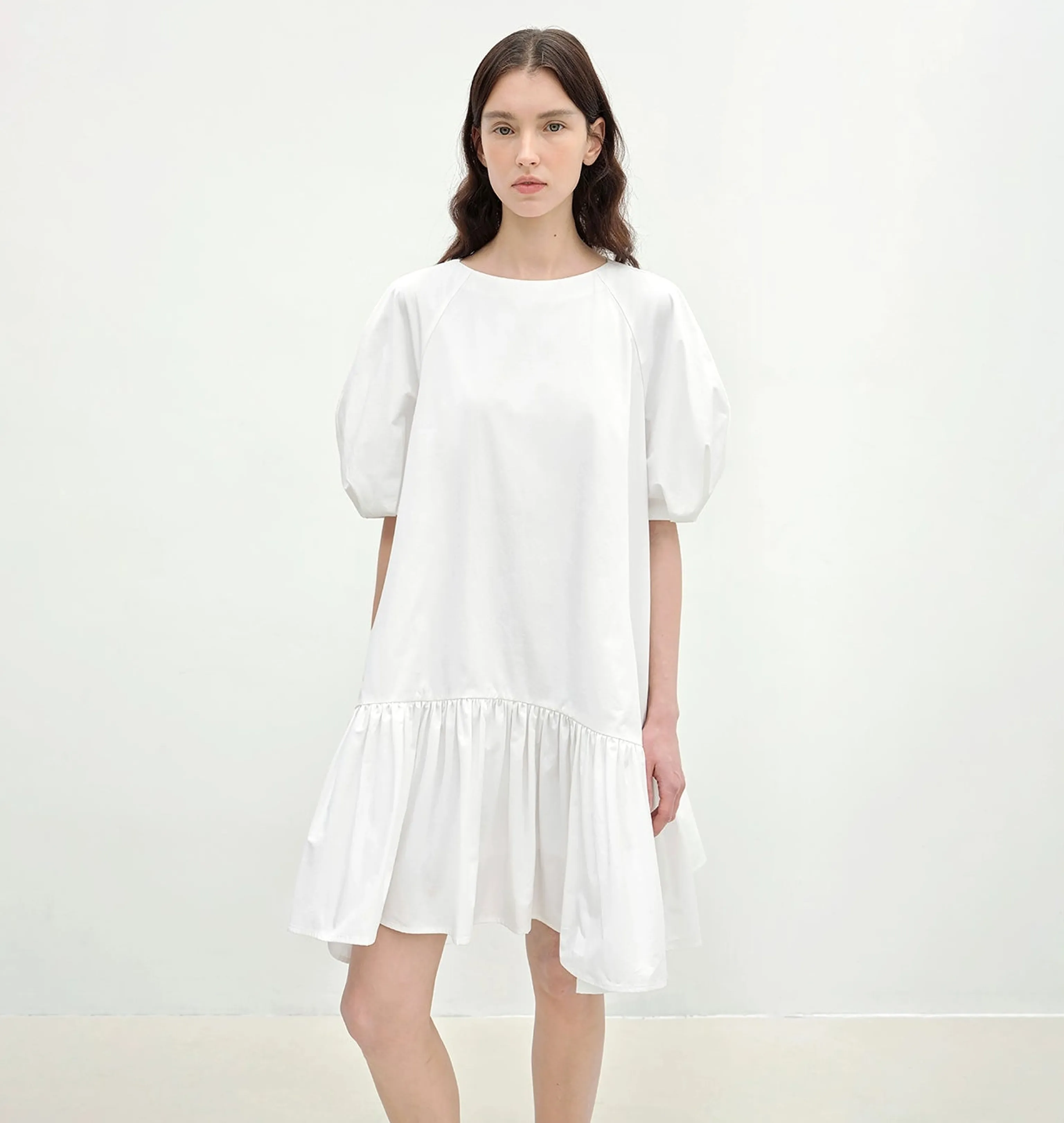 Puff-Sleeve Ruffle-Hem Mini Dress - Image 14
