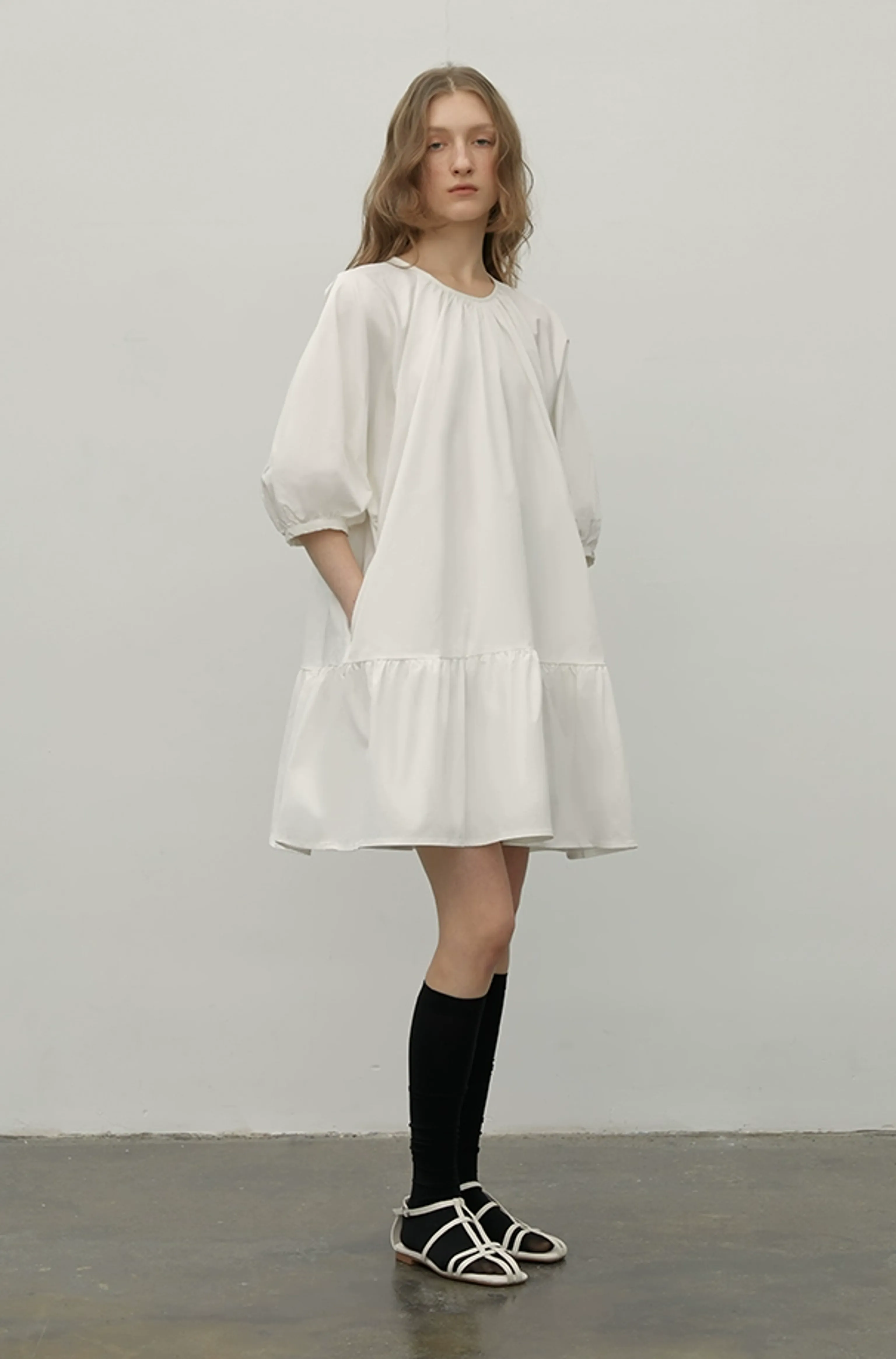 Puff-Sleeve Ruffle-Hem Mini Dress - Image 4