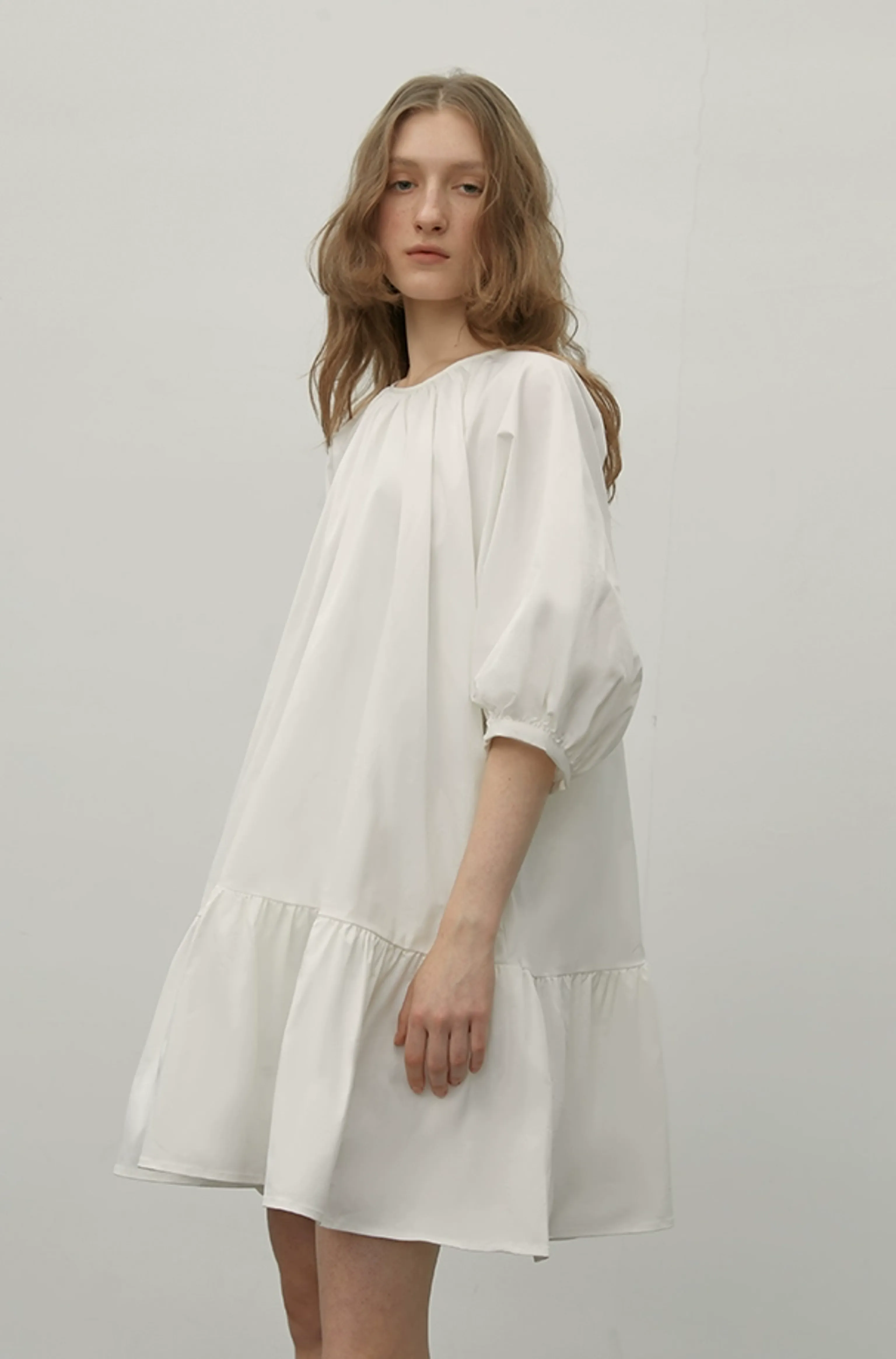 Puff-Sleeve Ruffle-Hem Mini Dress - Image 5