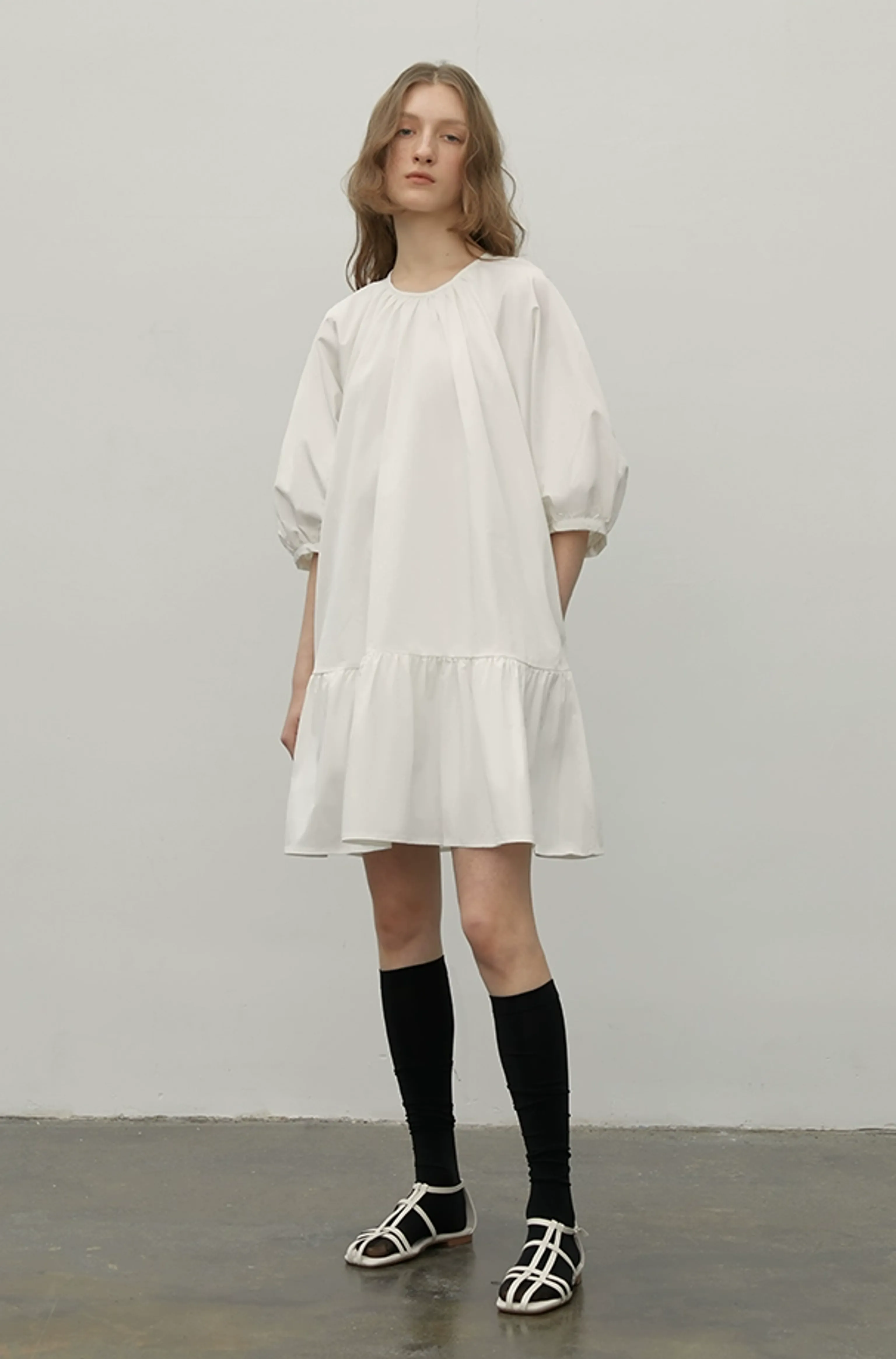 Puff-Sleeve Ruffle-Hem Mini Dress - Image 6