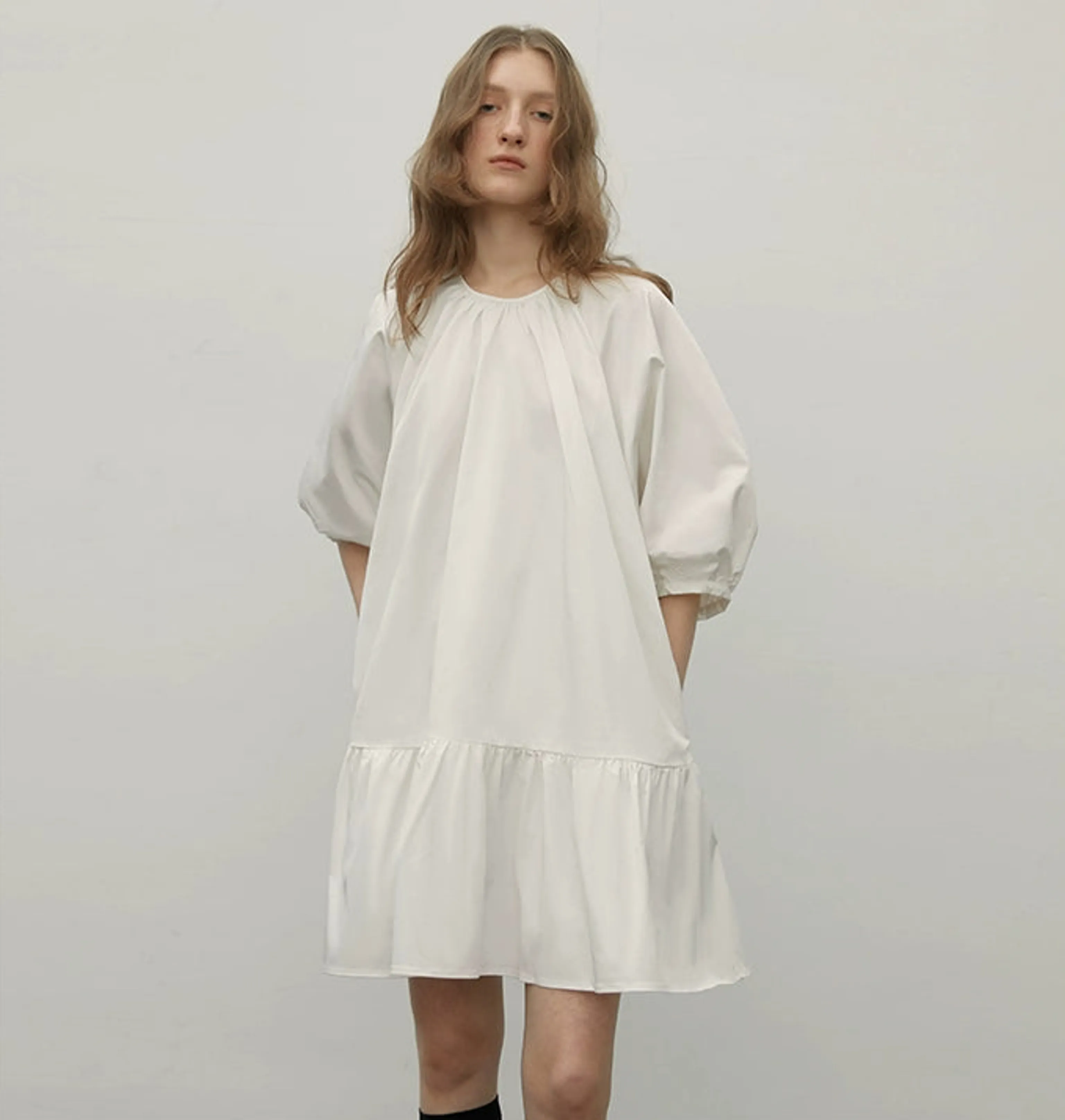 Puff-Sleeve Ruffle-Hem Mini Dress - Image 8