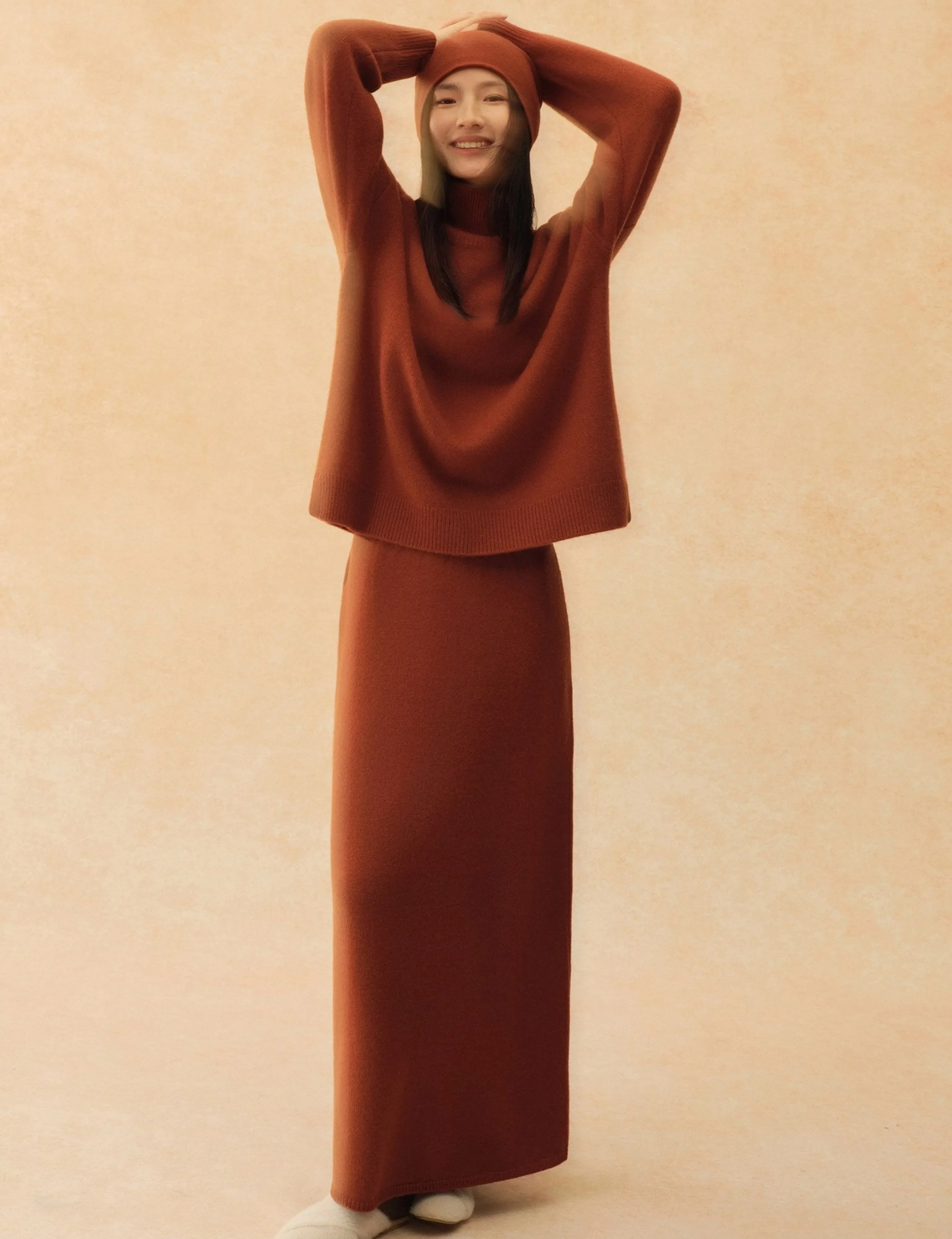 Pure Cashmere Dense Knit Straight Midi Skirt - Image 5