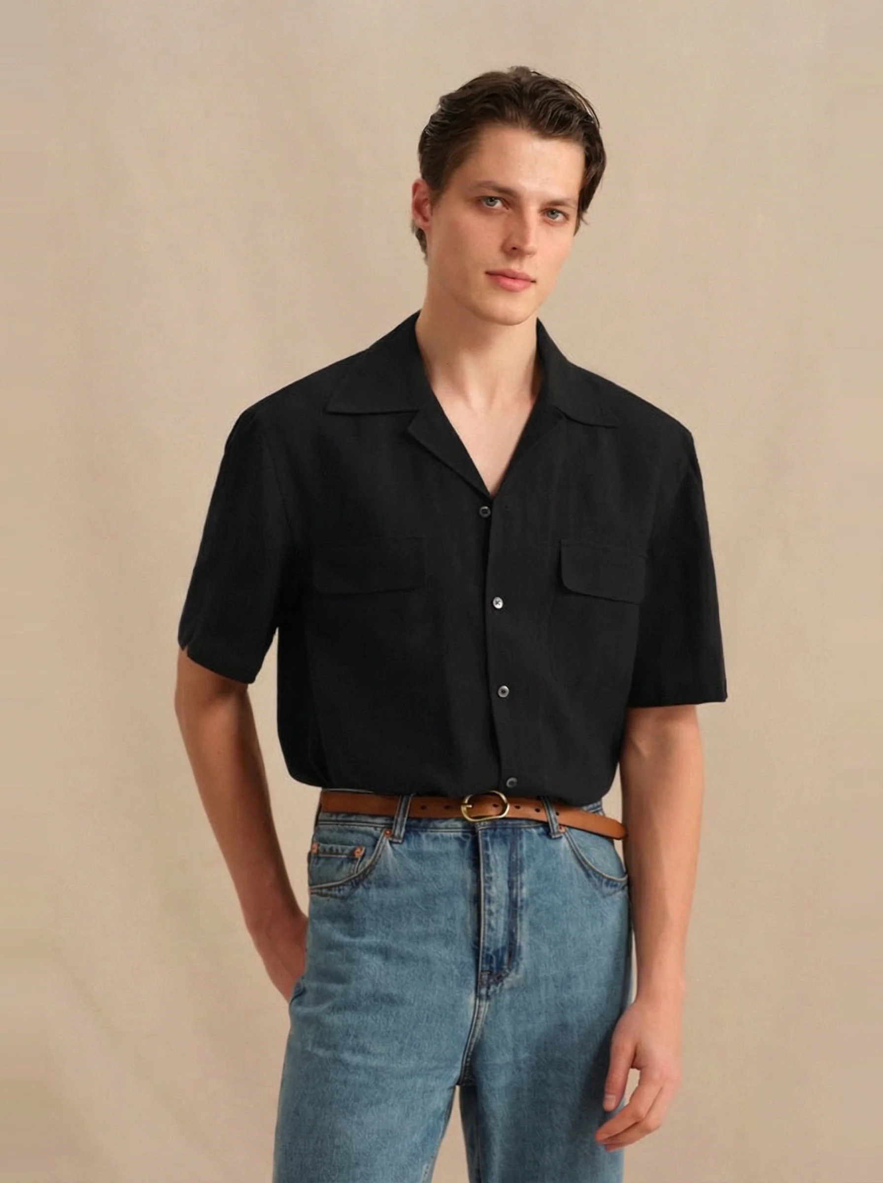 Pure Linen Cuban Collar Shirt