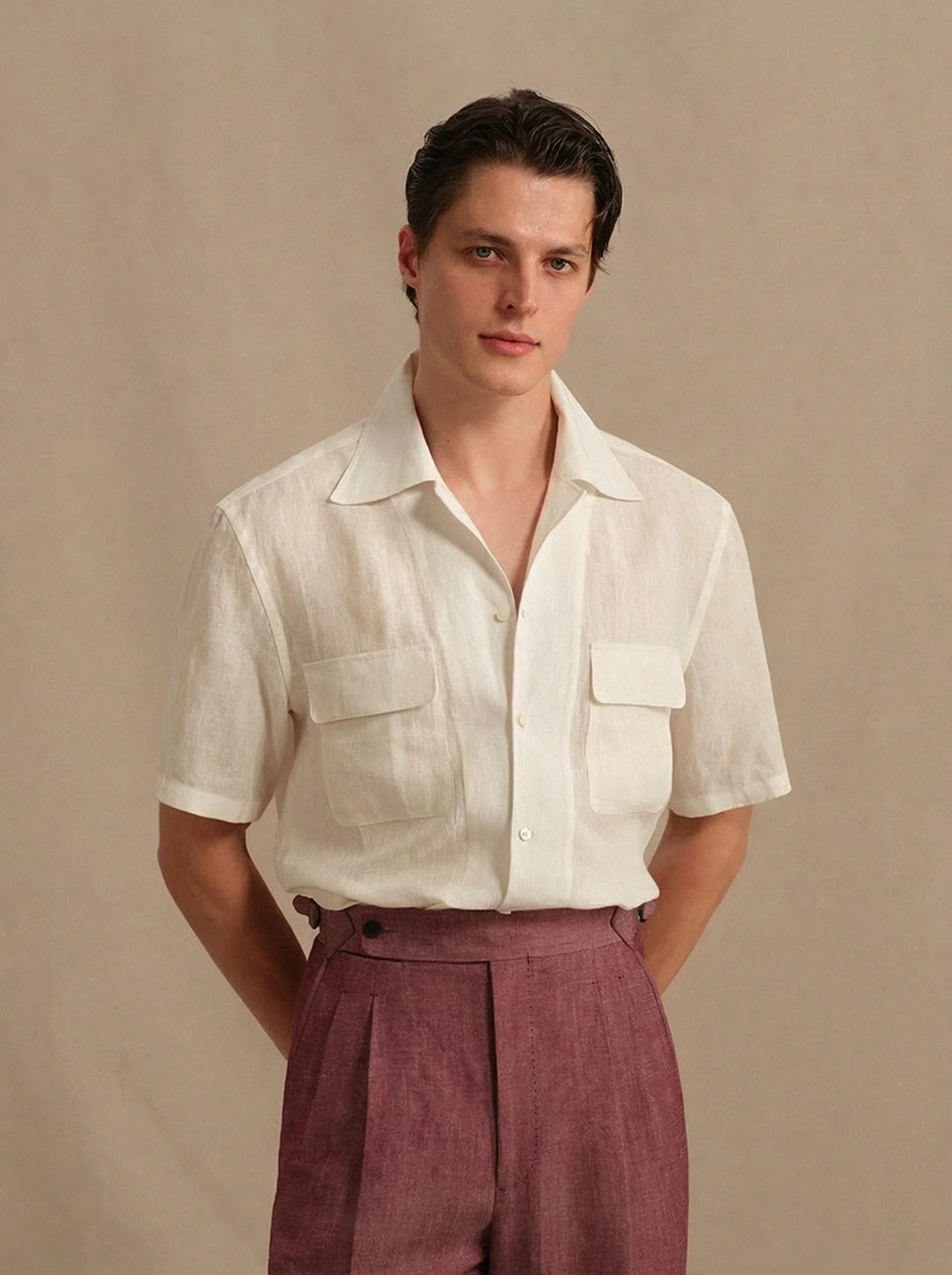 Pure Linen Cuban Collar Shirt - Image 2