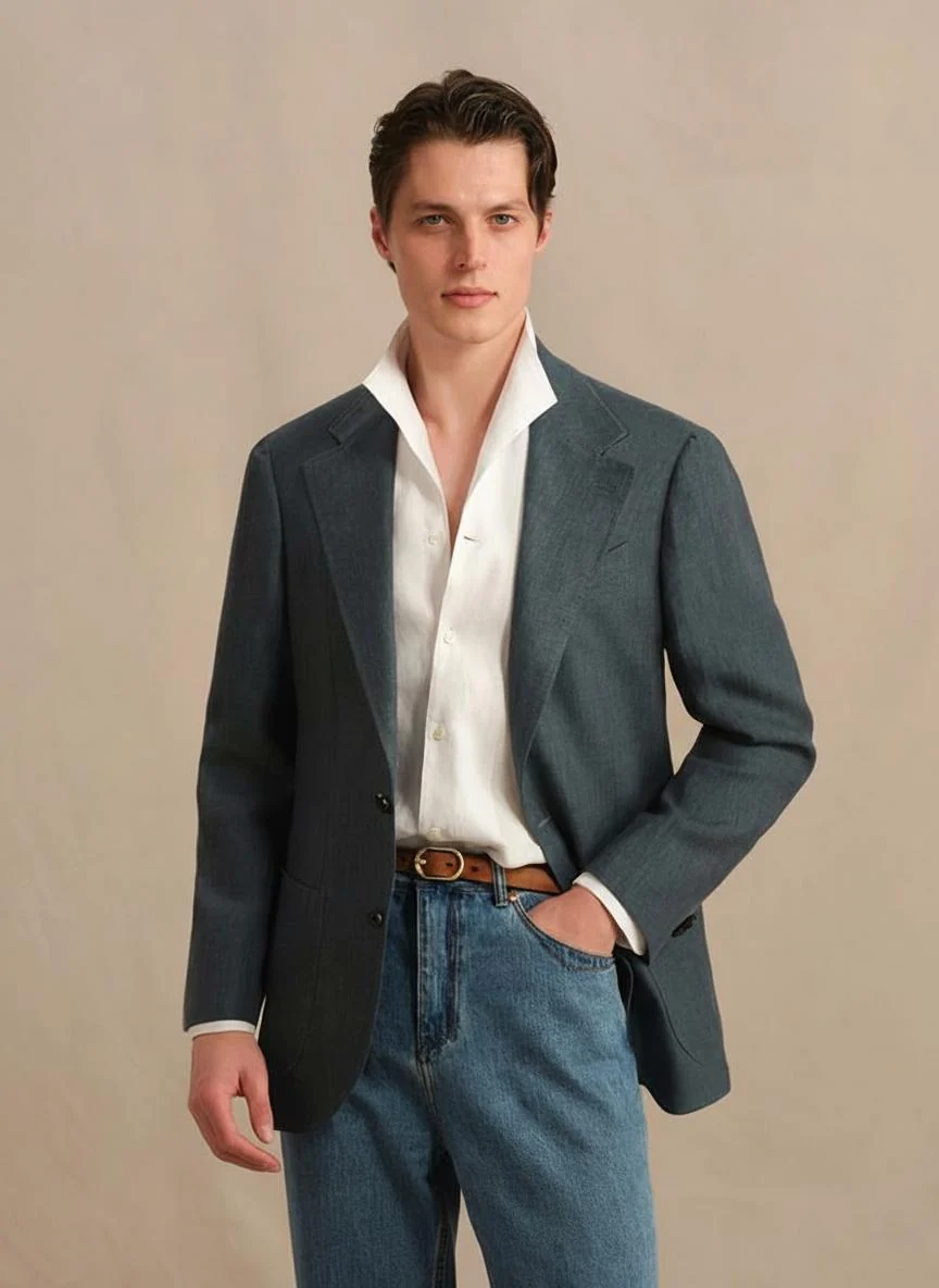 Pure Linen Single-Breasted Blazer