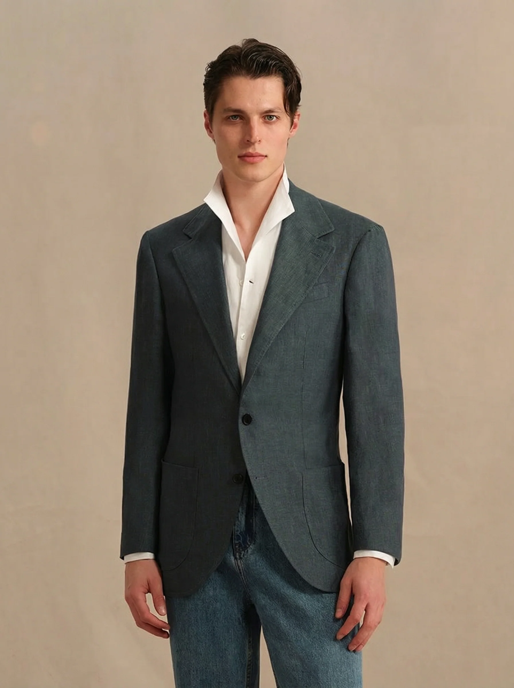 Pure Linen Single-Breasted Blazer - Image 2
