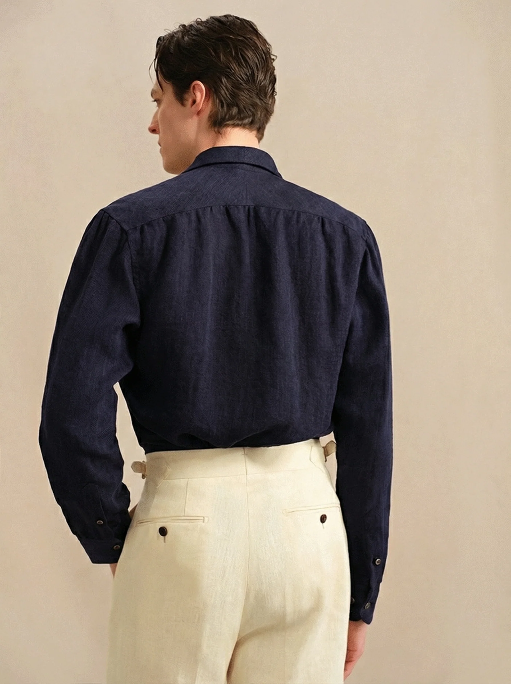 Pure Linen Square-Collar Shirt - Image 2