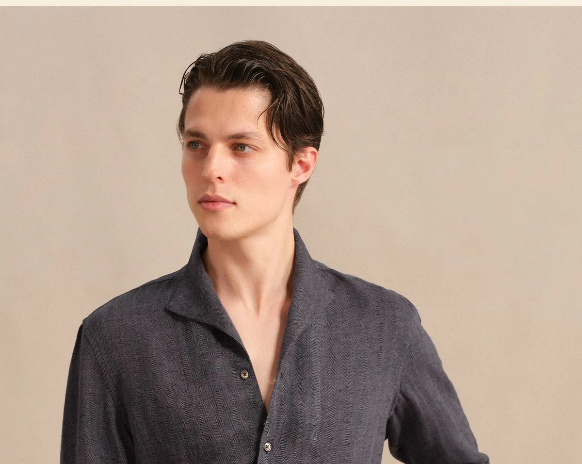 Pure Linen Square-Collar Shirt - Image 3