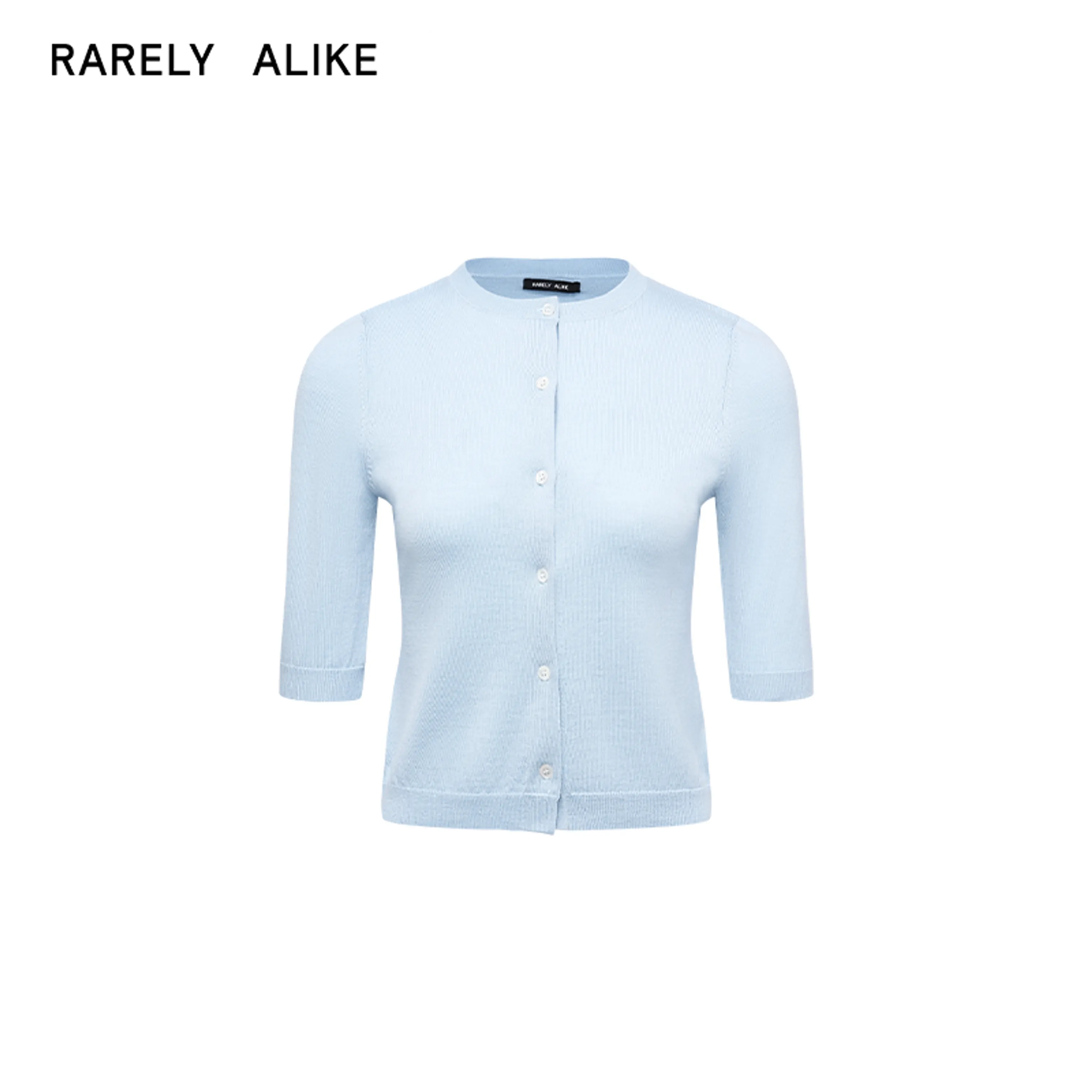 Pure Wool Logo-Jacquard Mid-Sleeve Cardigan - Image 7