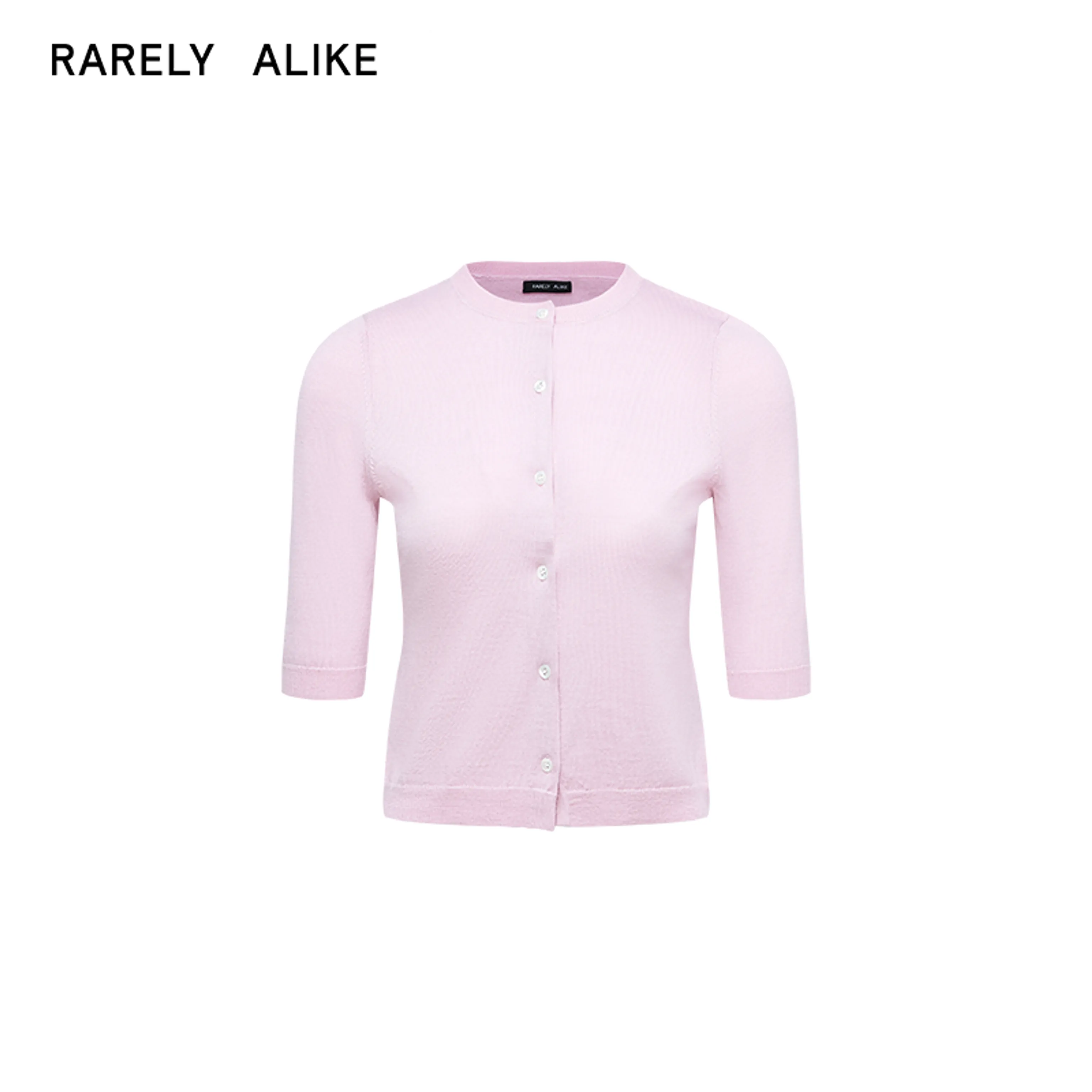 Pure Wool Logo-Jacquard Mid-Sleeve Cardigan - Image 8