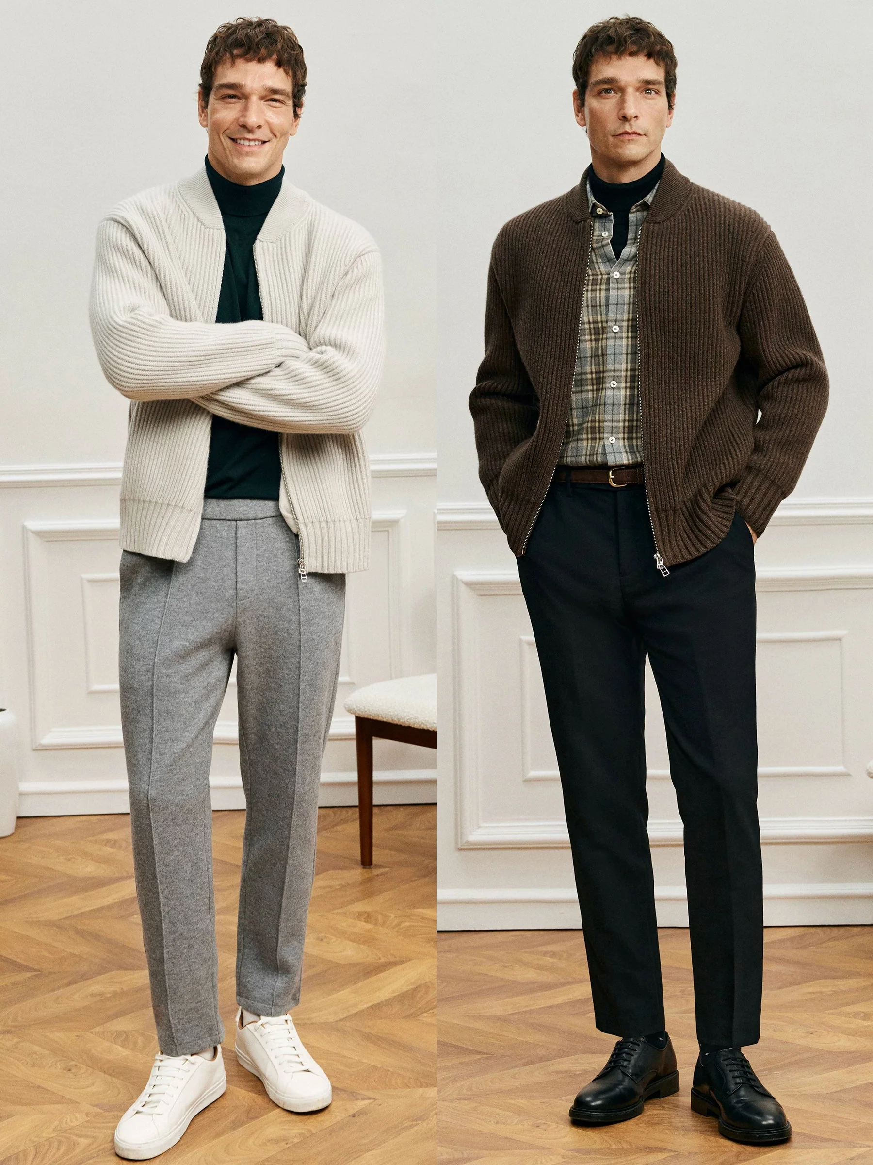 Pure Wool Ribbed Zip Cardigan - Image 3