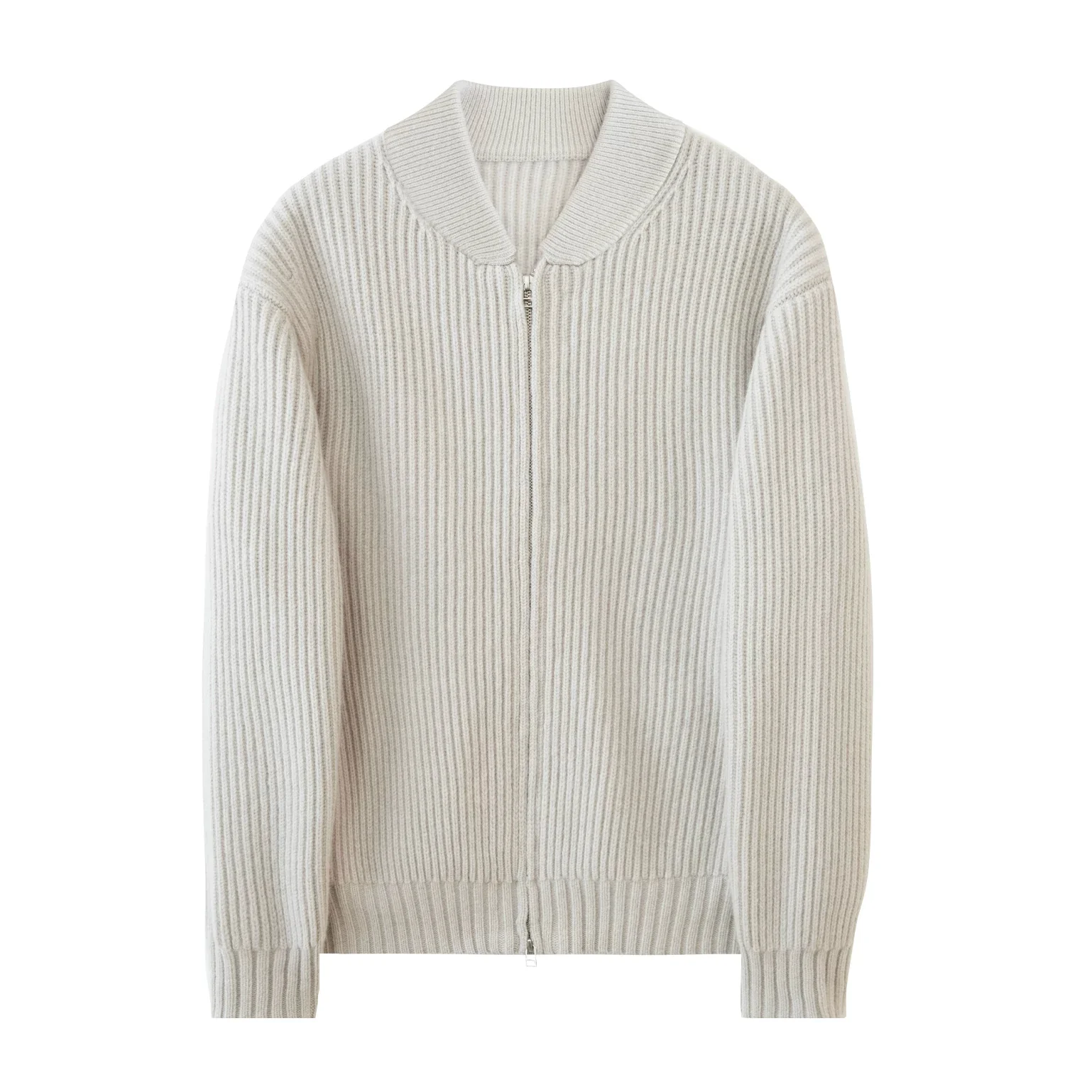 Pure Wool Ribbed Zip Cardigan - Image 5