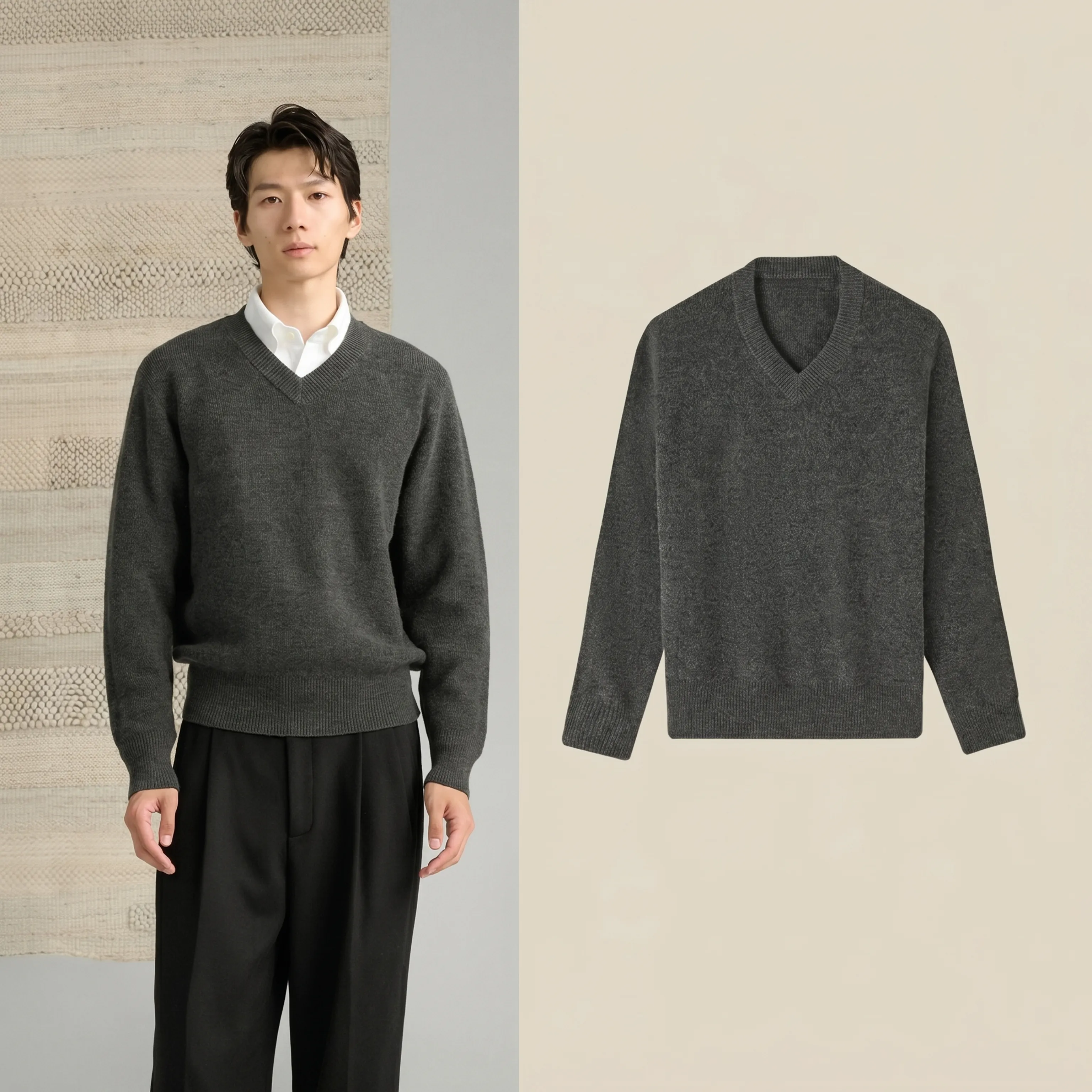 Pure Wool V-Neck Sweater - Image 5
