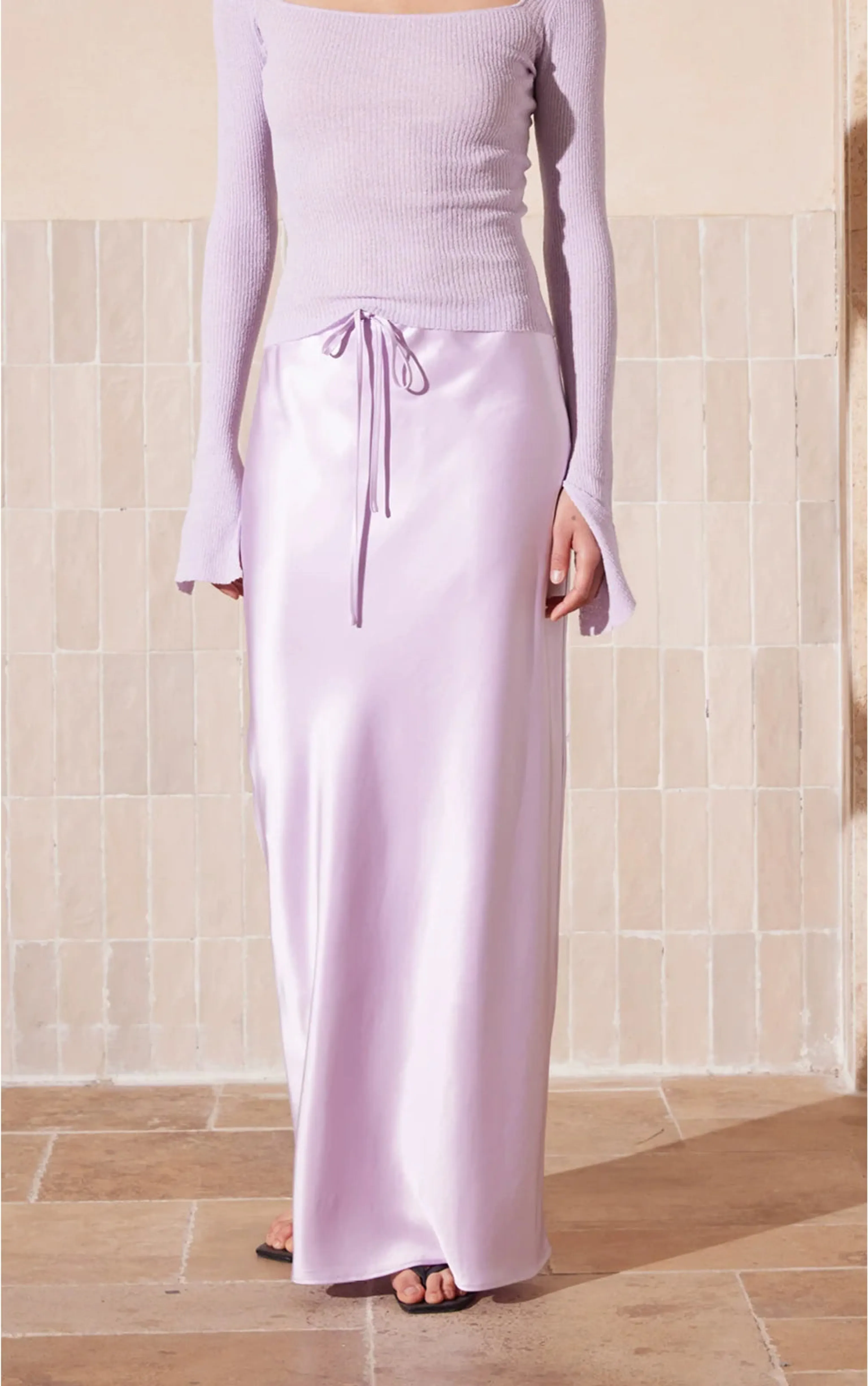 Purple Acetate Drawstring Skirt