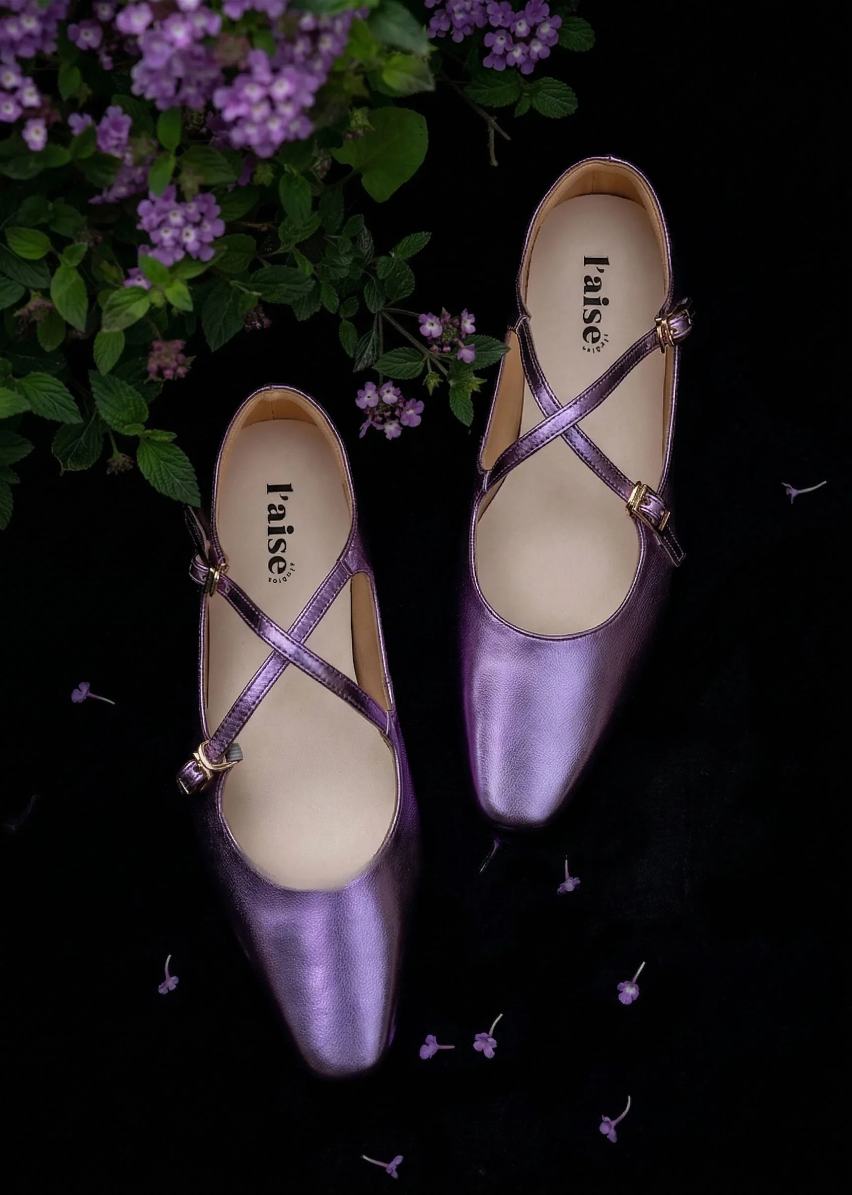 Purple Metallic Mary Jane Flats