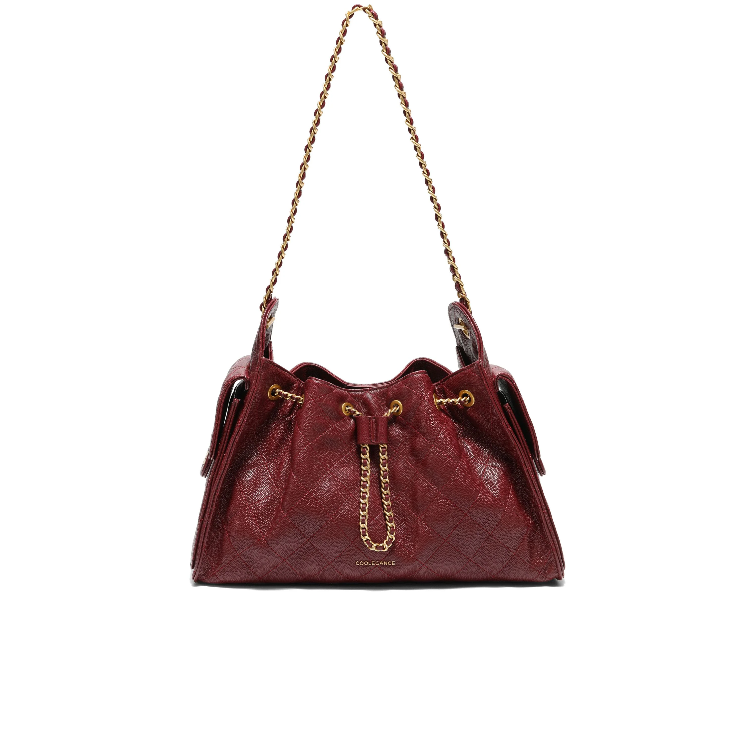 Quilted Drawstring Shoulder Bag - Image 4