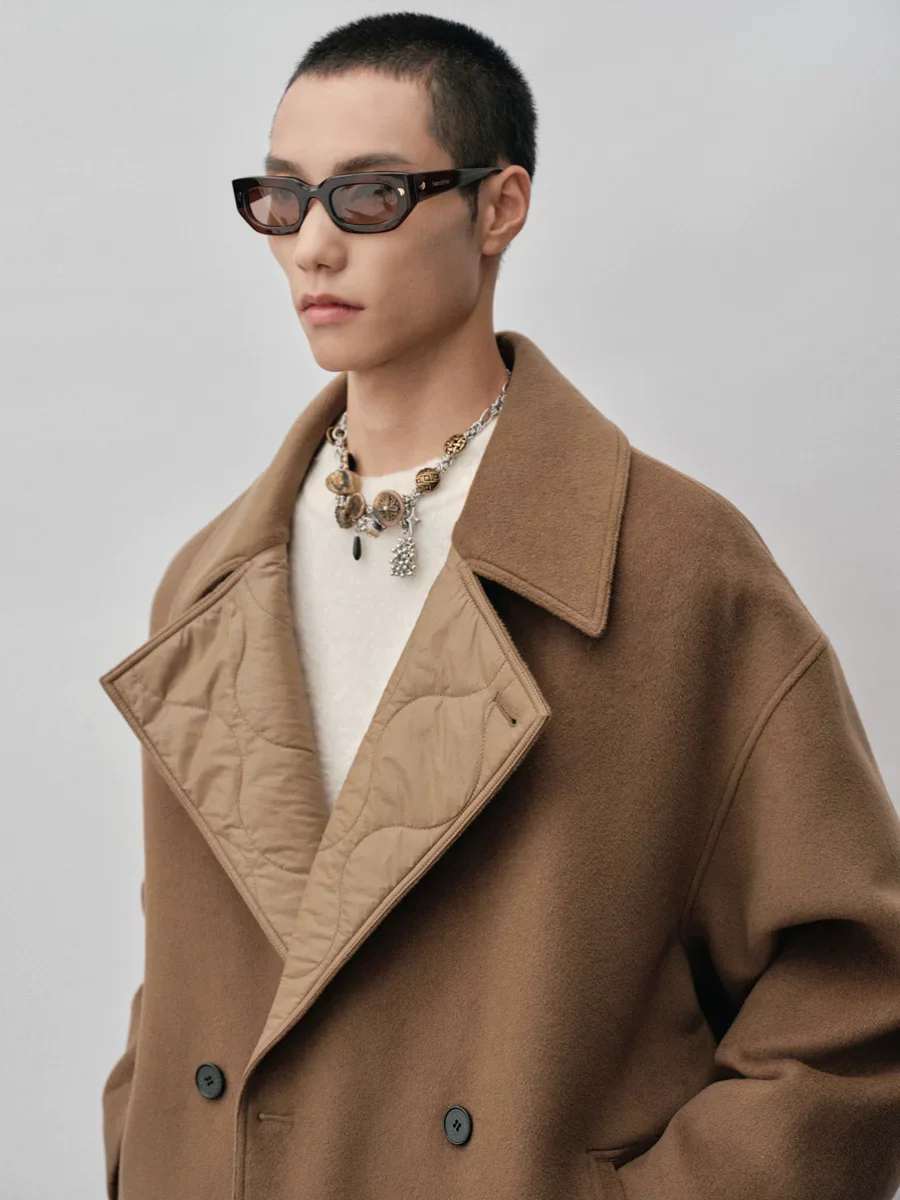 Quilted-Lapel Double-Breasted Wool Coat - Image 5