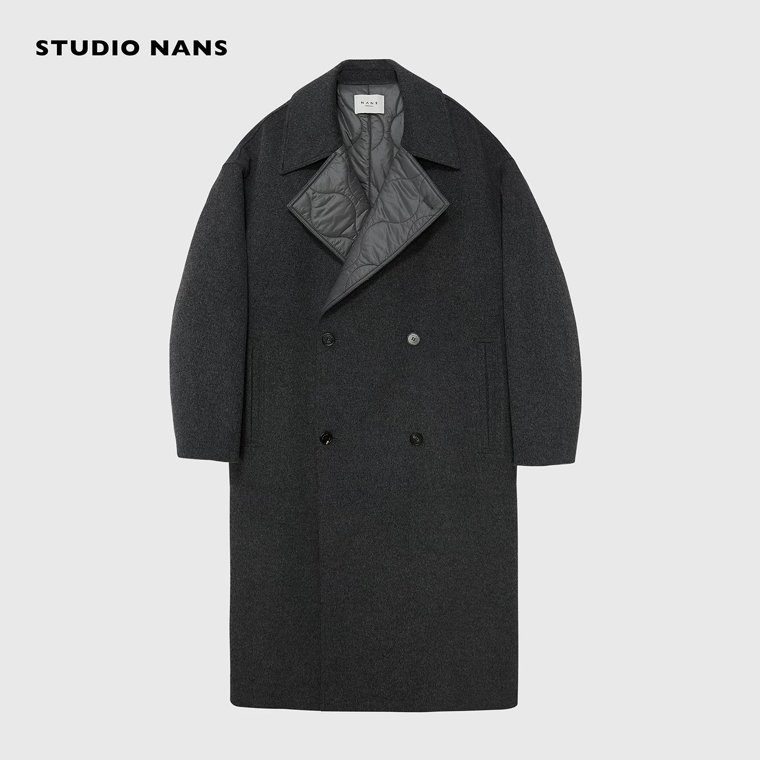 Quilted-Lapel Double-Breasted Wool Coat - Image 7