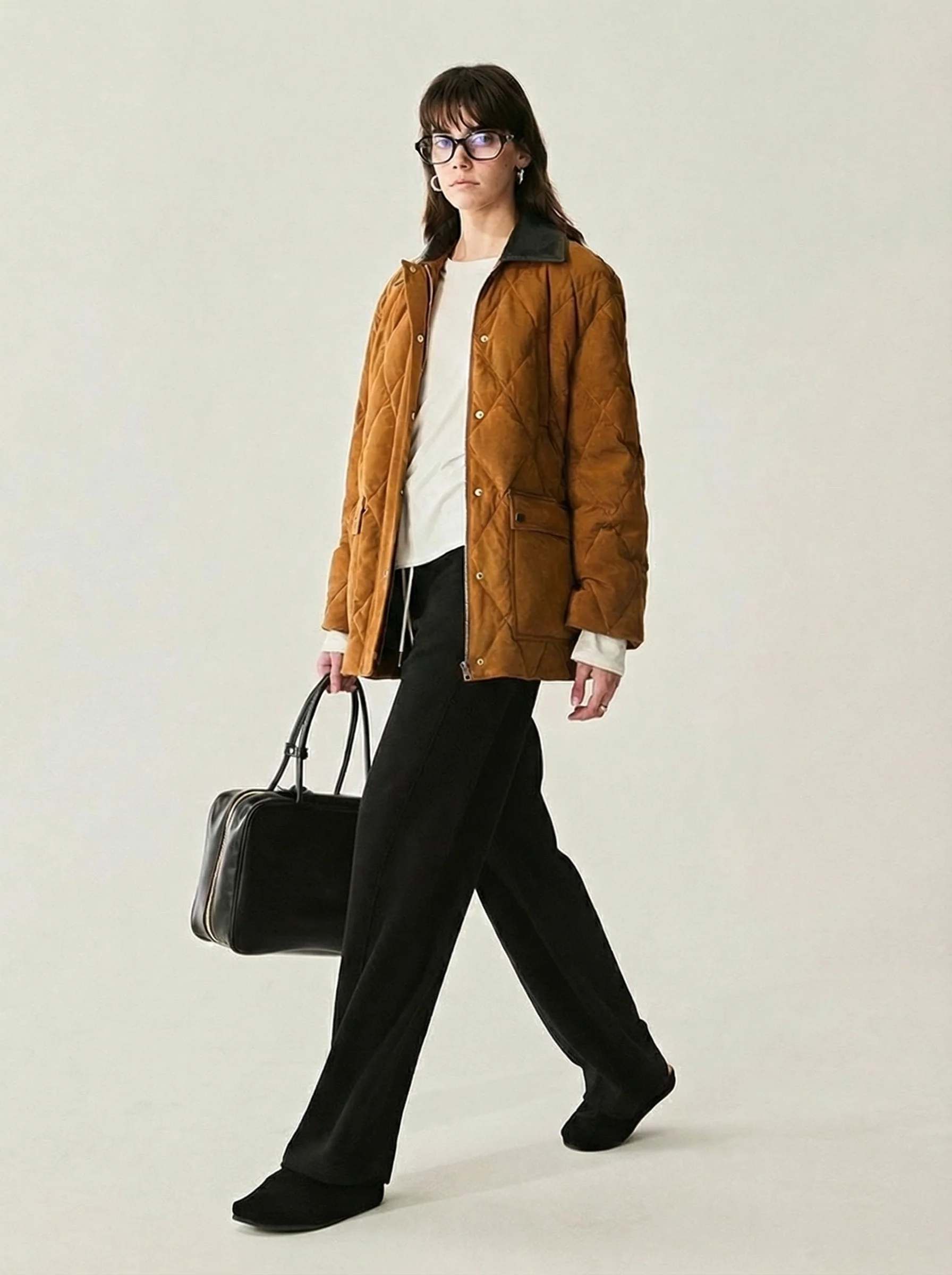 Quilted Suede Down Jacket - Image 3